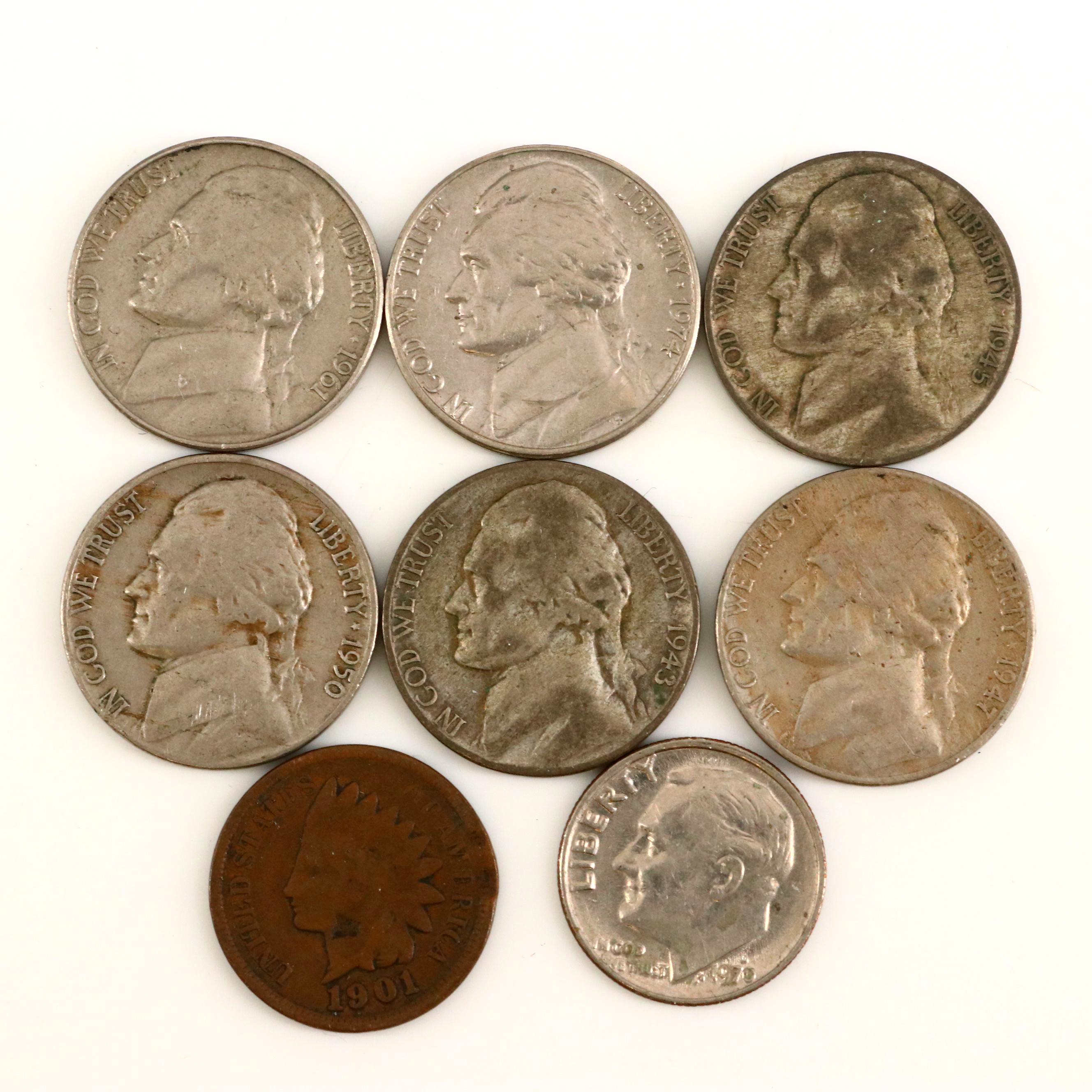 Approximately 880 Lincoln Wheat Cents, Plus Vintage Nickels and Canadian Coins