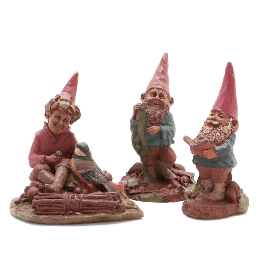 Tom Clark Resin Gnome Figurines Including "Rorie" and "Troutman," 1980s
