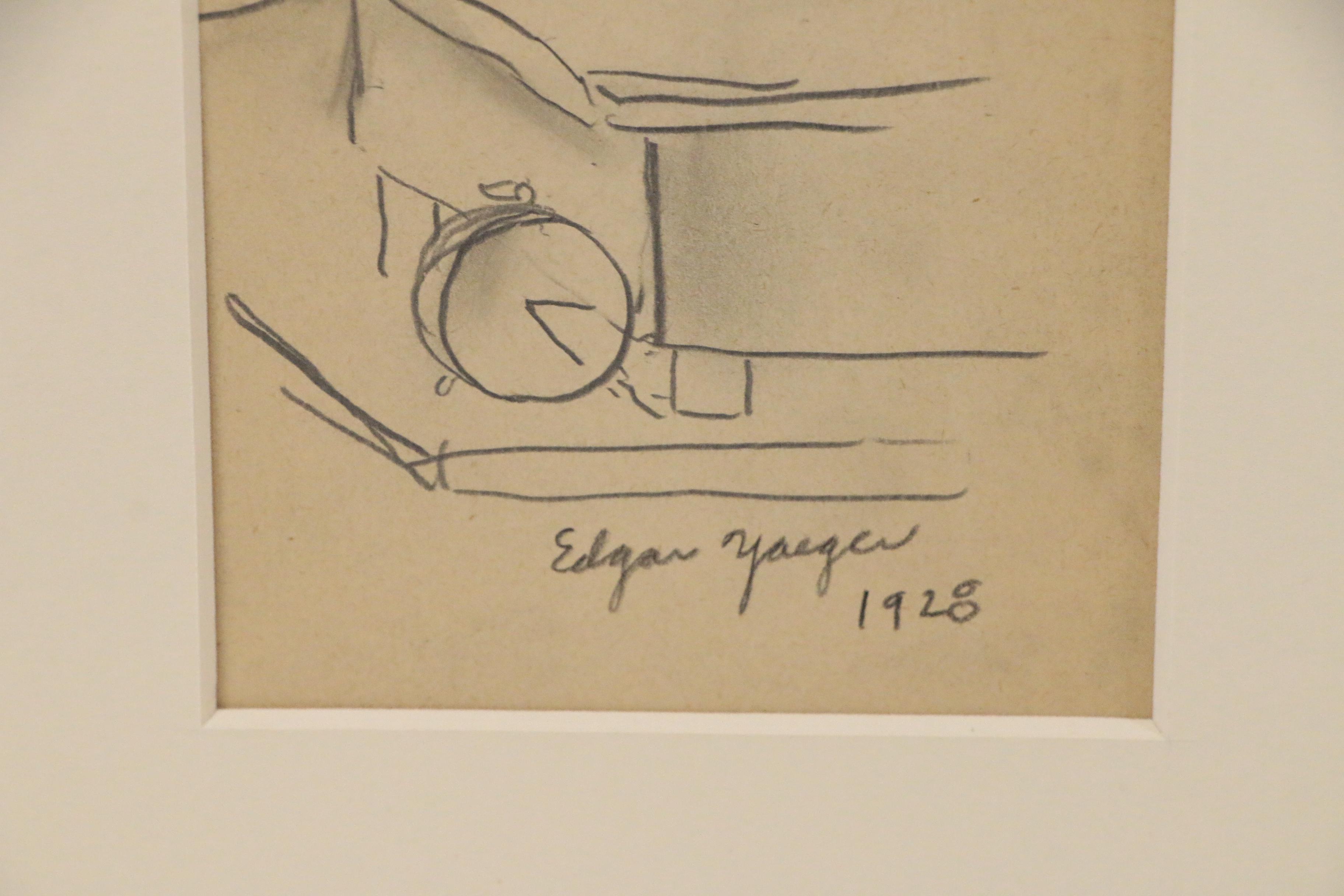 Edgar Yaeger Still Life Graphite Drawing, 1928