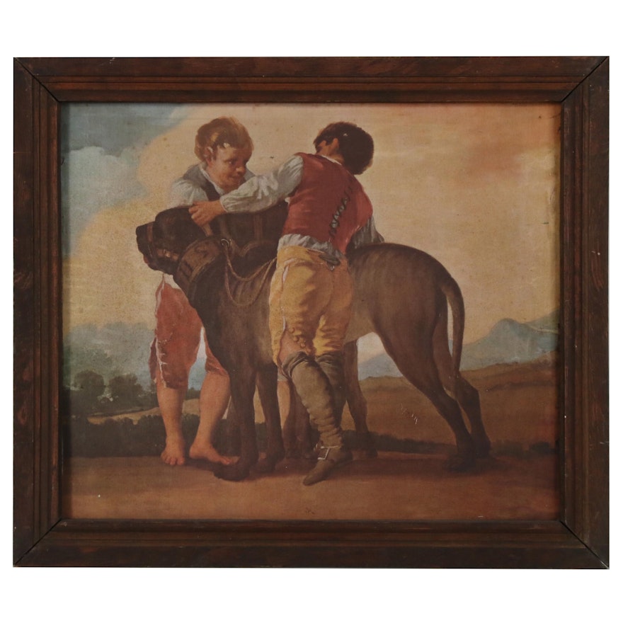 Offset Lithograph after Francisco Goya "Boys with Mastiff"
