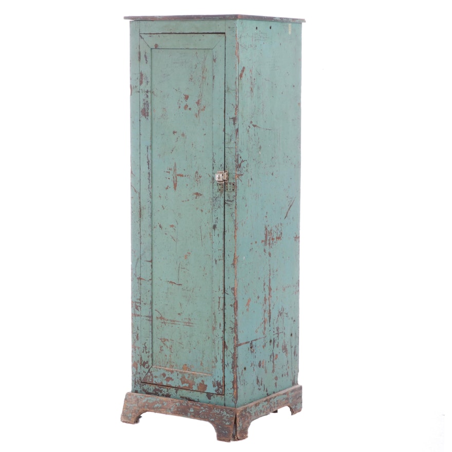 American Primitive Painted Plywood Cabinet with Divided Interior