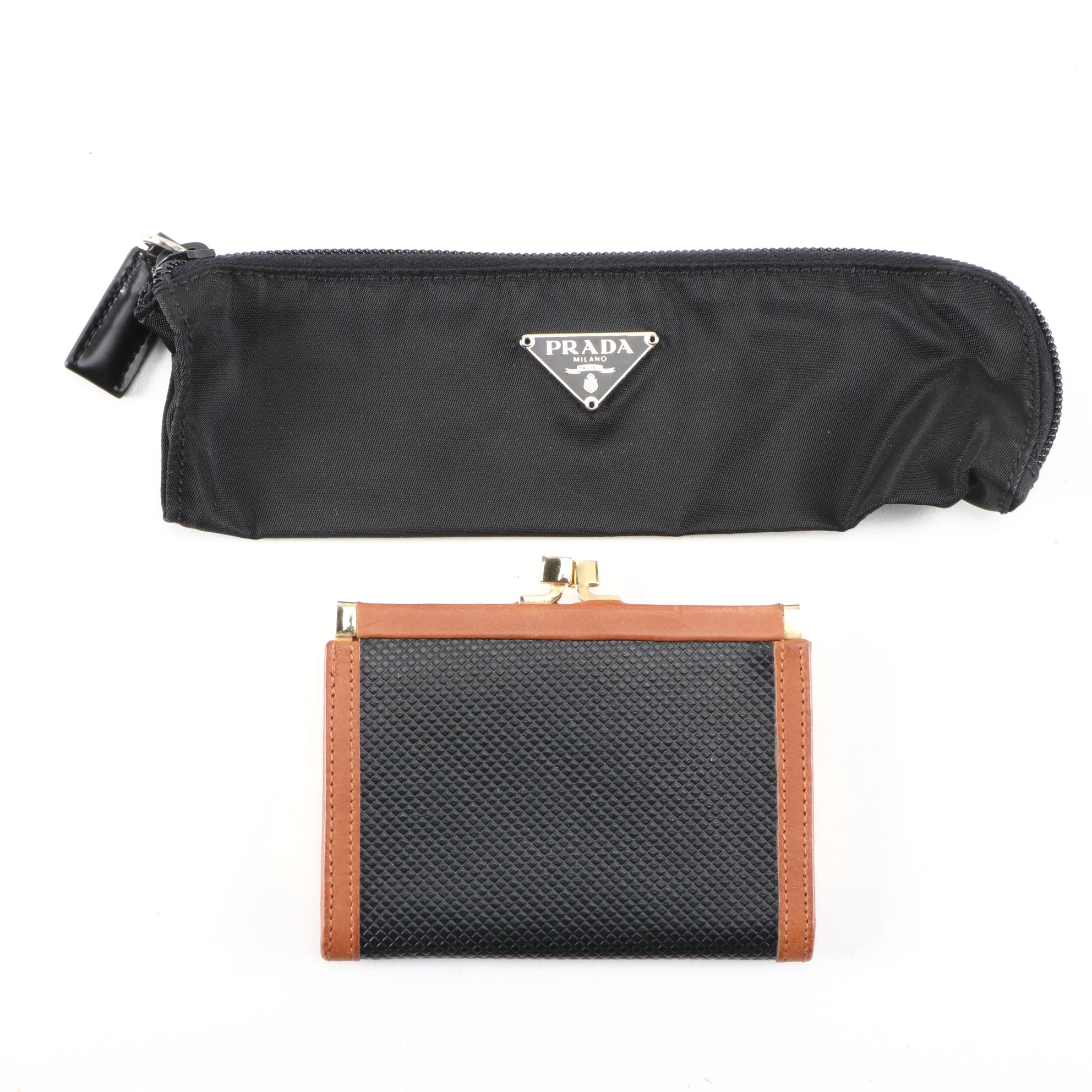 Prada Vela Nylon Travel Pouch with Bottega Veneta Coin Wallet