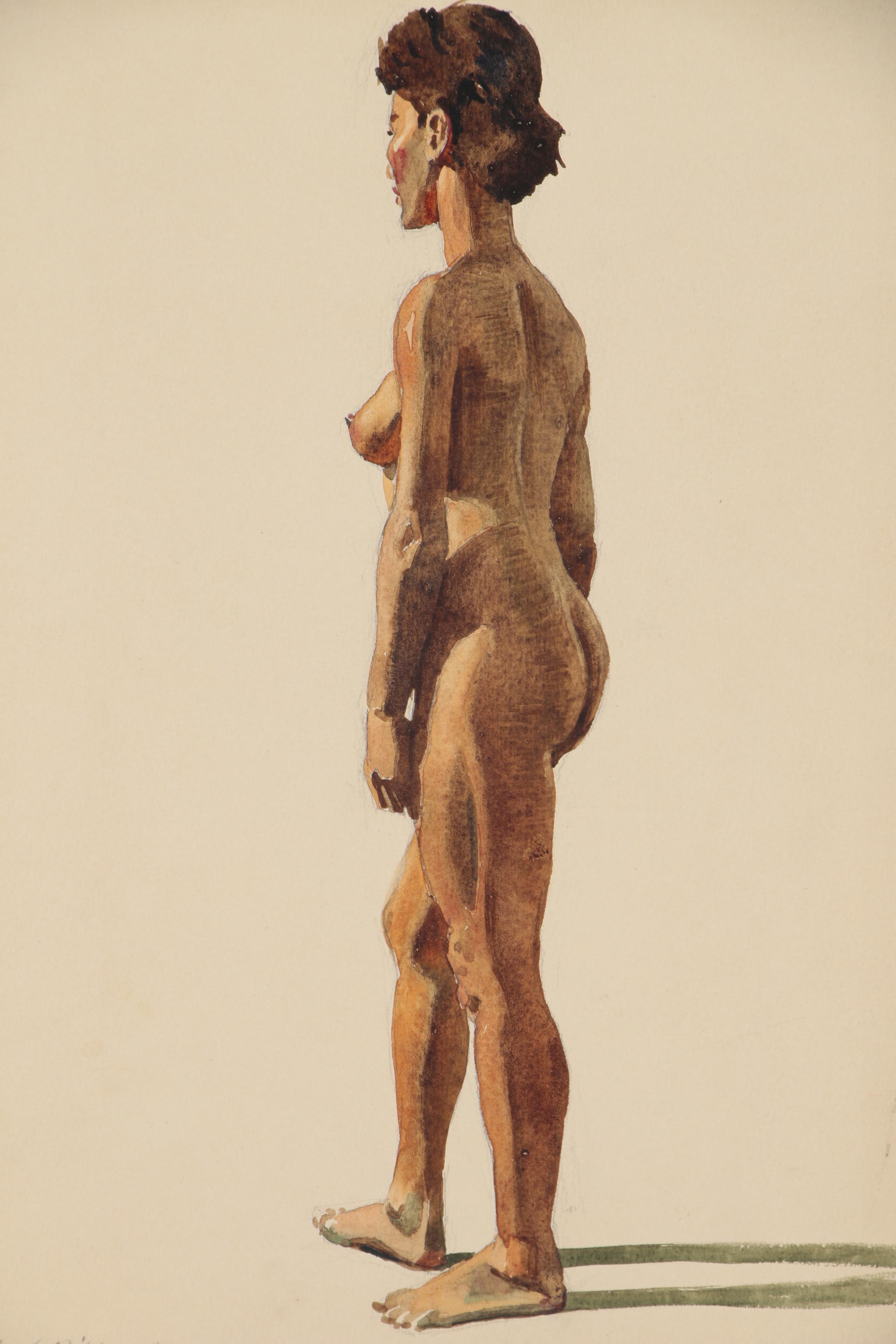 Edmond J. Fitzgerald Watercolor Portrait of Woman