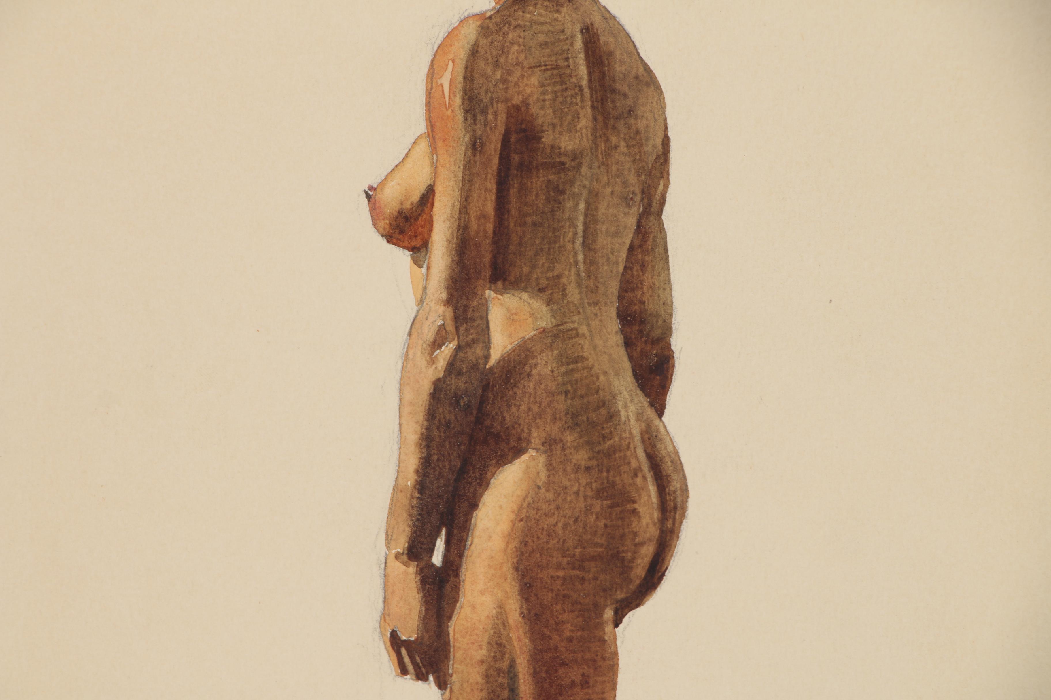 Edmond J. Fitzgerald Watercolor Portrait of Woman