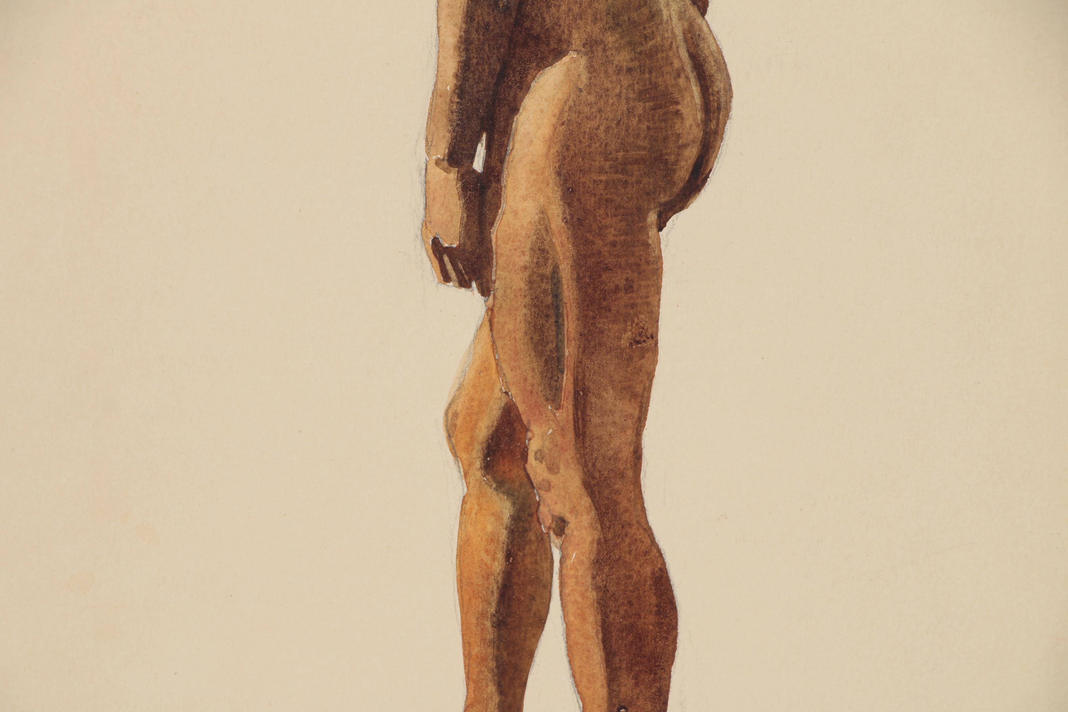 Edmond J. Fitzgerald Watercolor Portrait of Woman