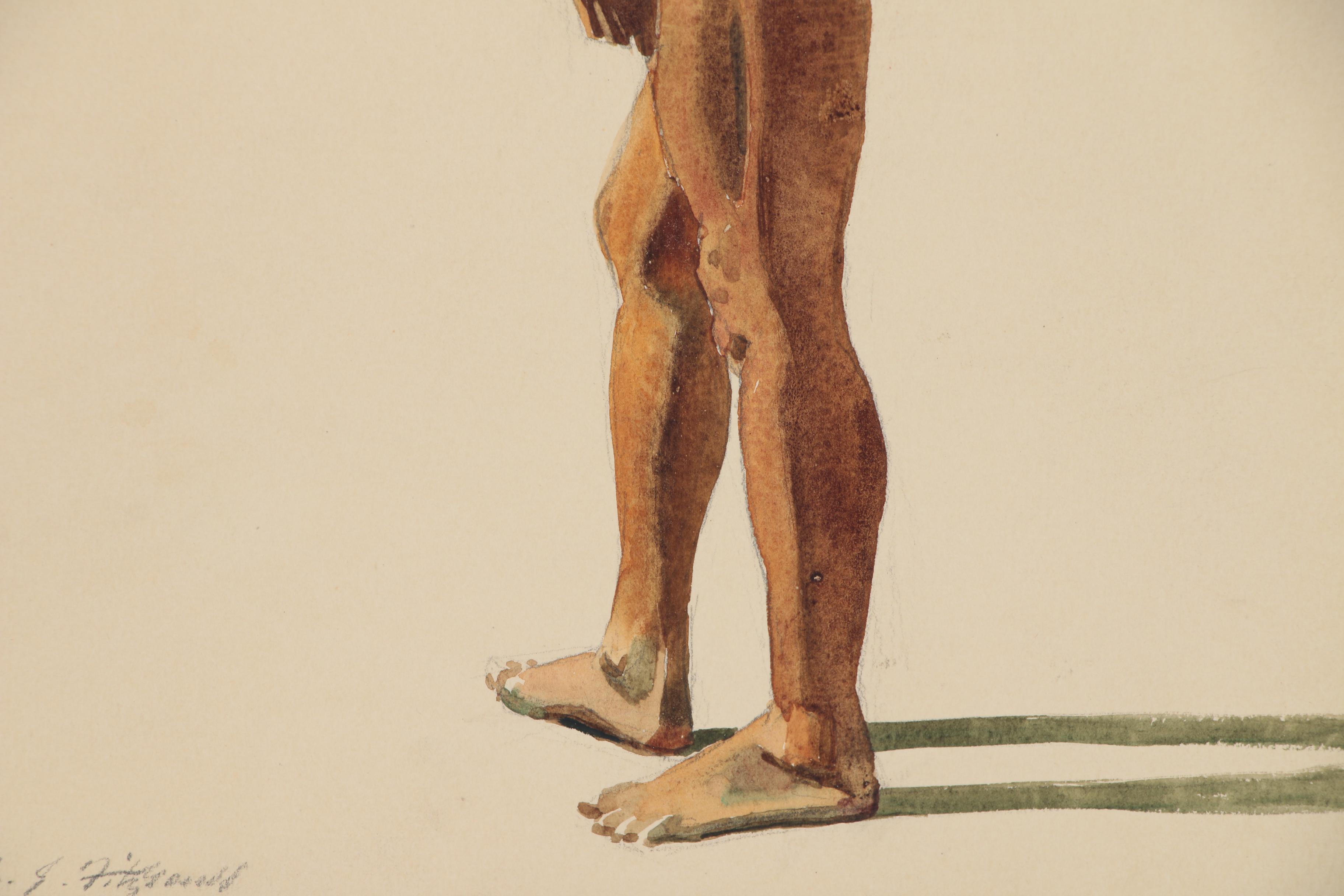 Edmond J. Fitzgerald Watercolor Portrait of Woman