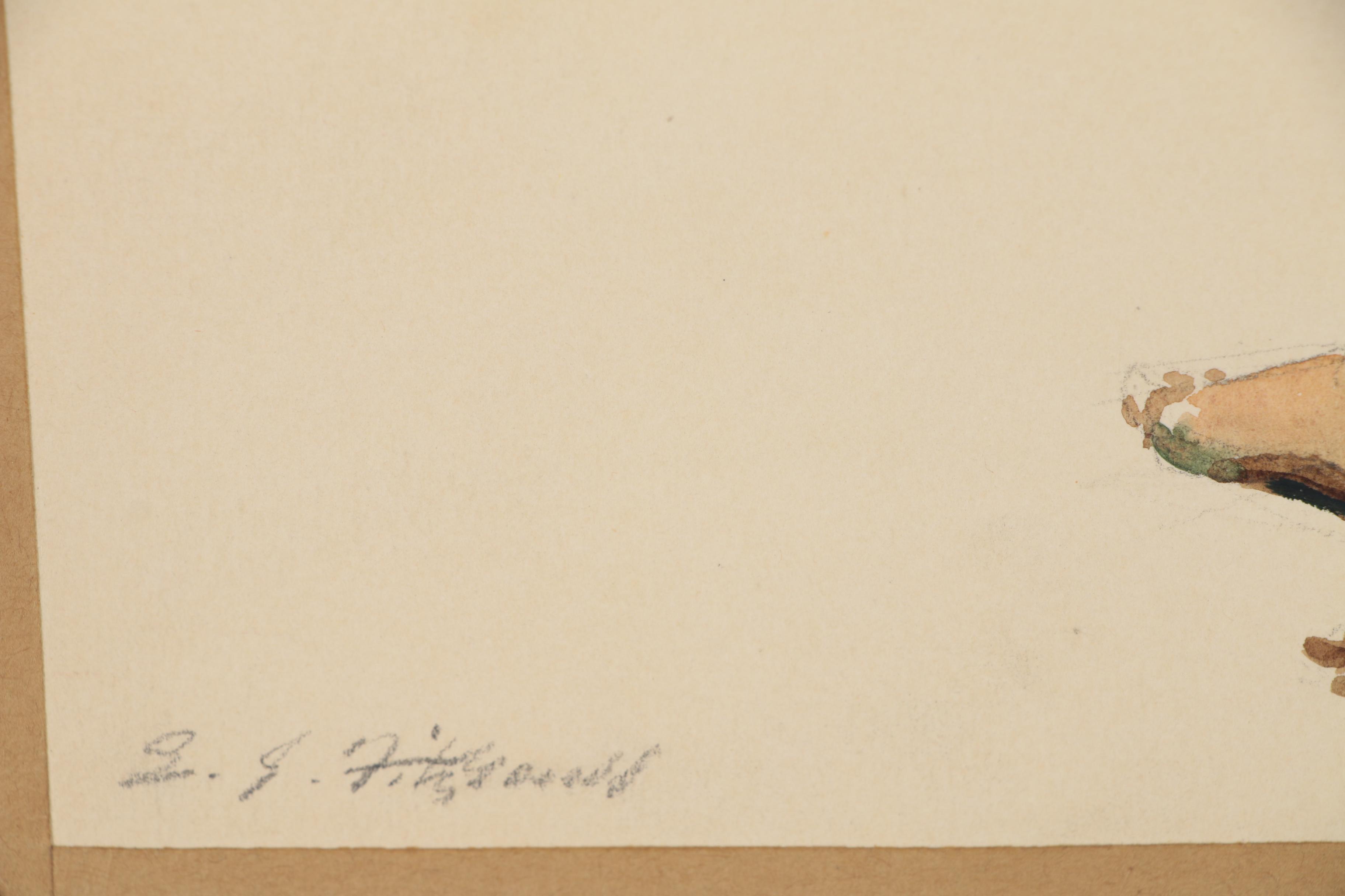 Edmond J. Fitzgerald Watercolor Portrait of Woman