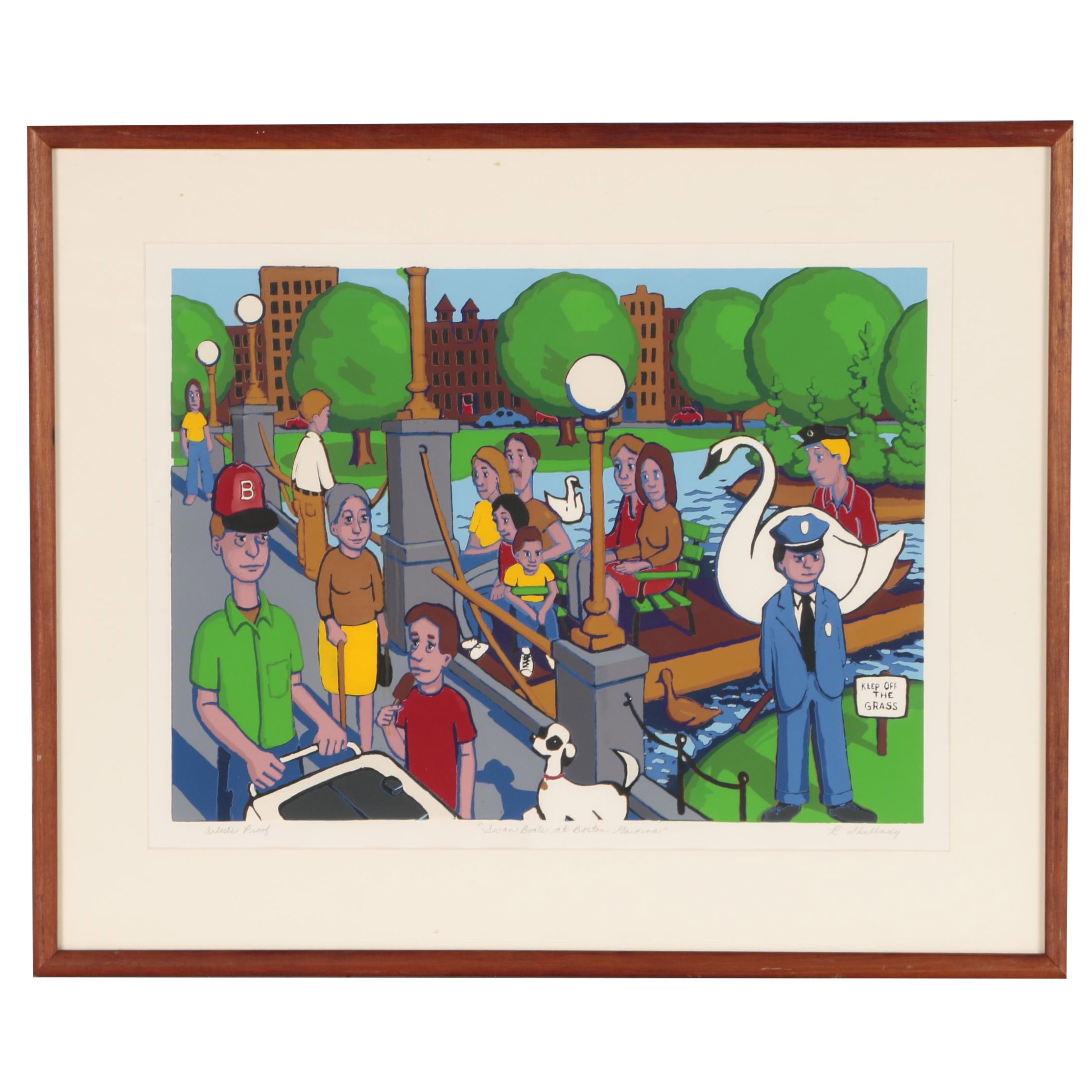 Robert Shillady Serigraph "Swan Boats at Boston Gardens"