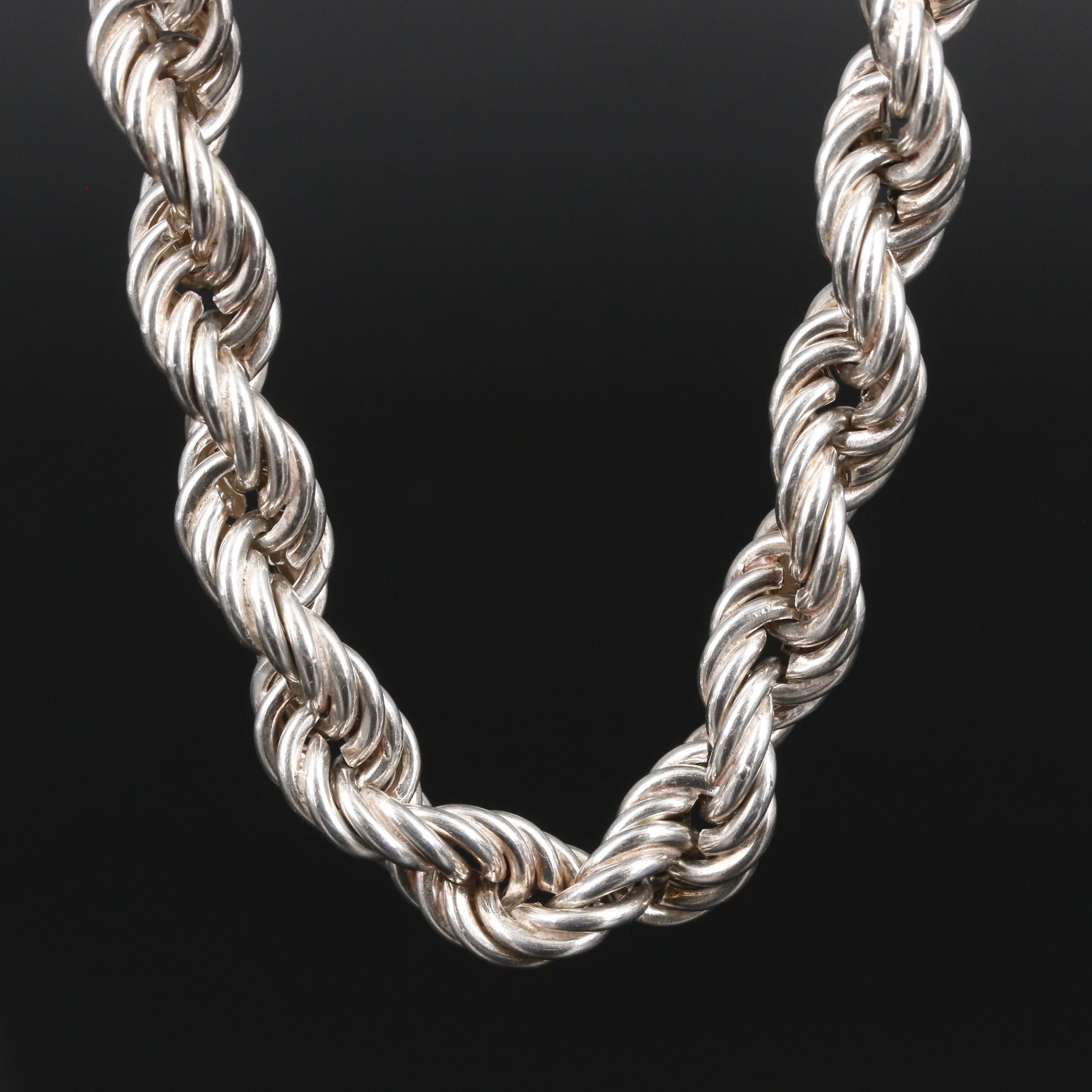 Sterling Silver Rope Chain Necklace