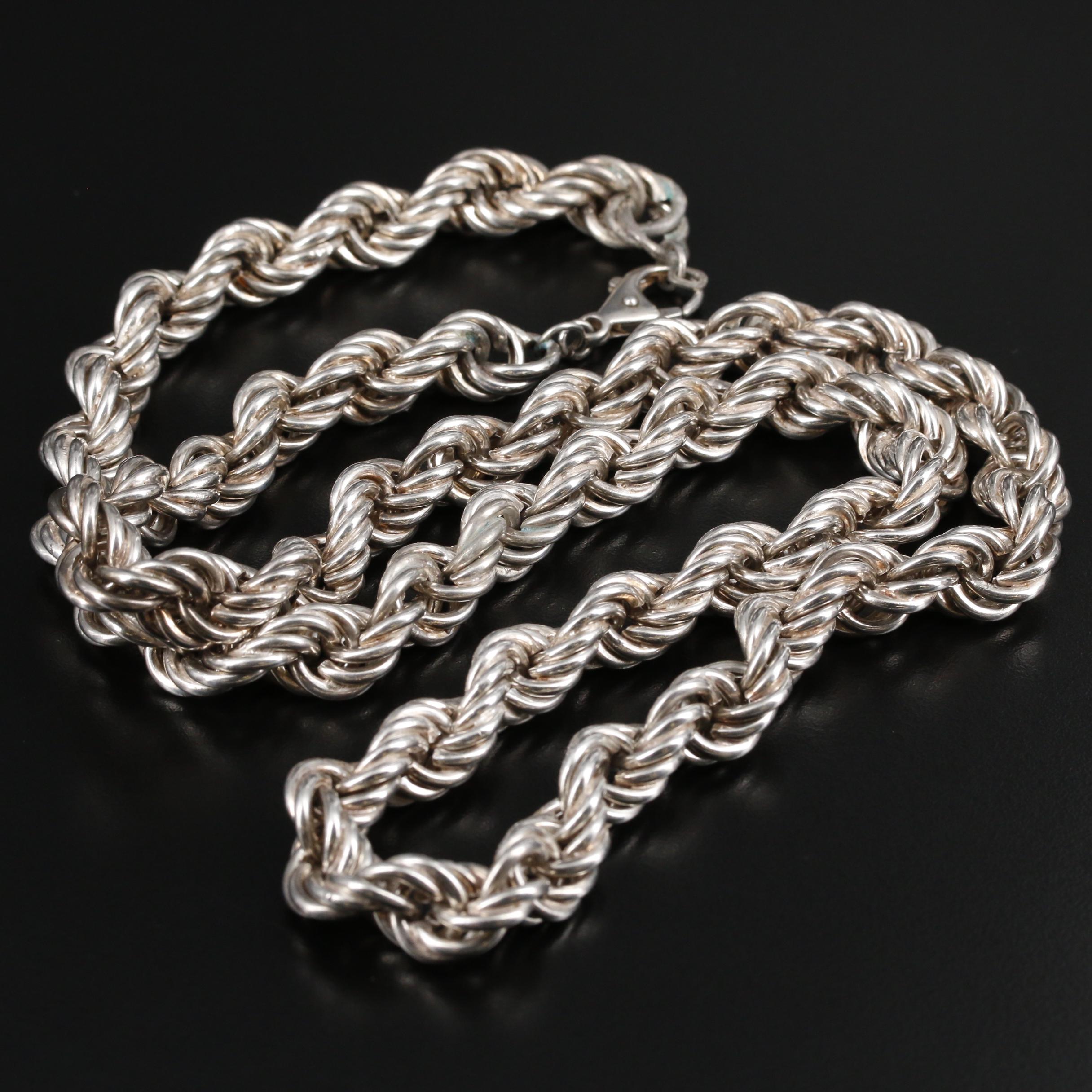 Sterling Silver Rope Chain Necklace