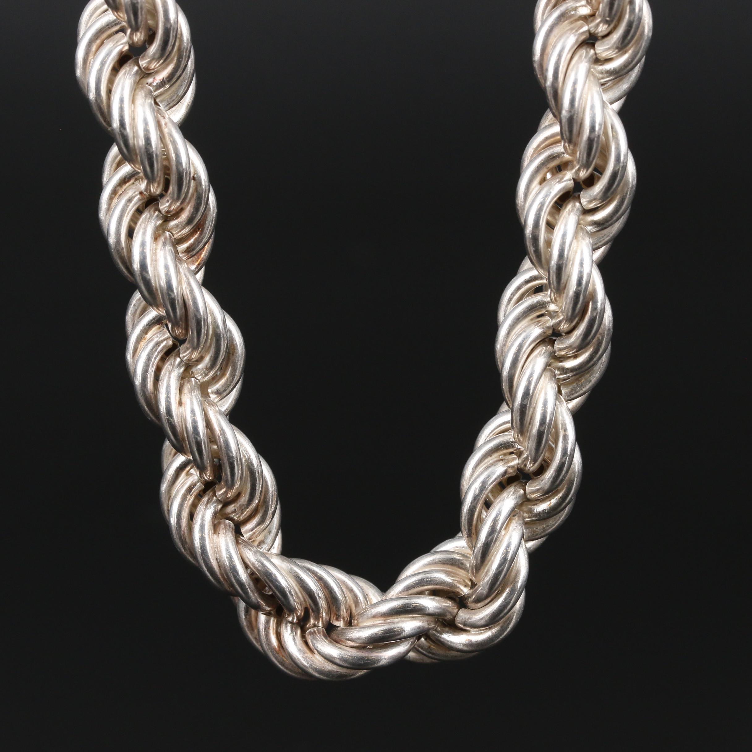Sterling Silver Rope Chain Necklace