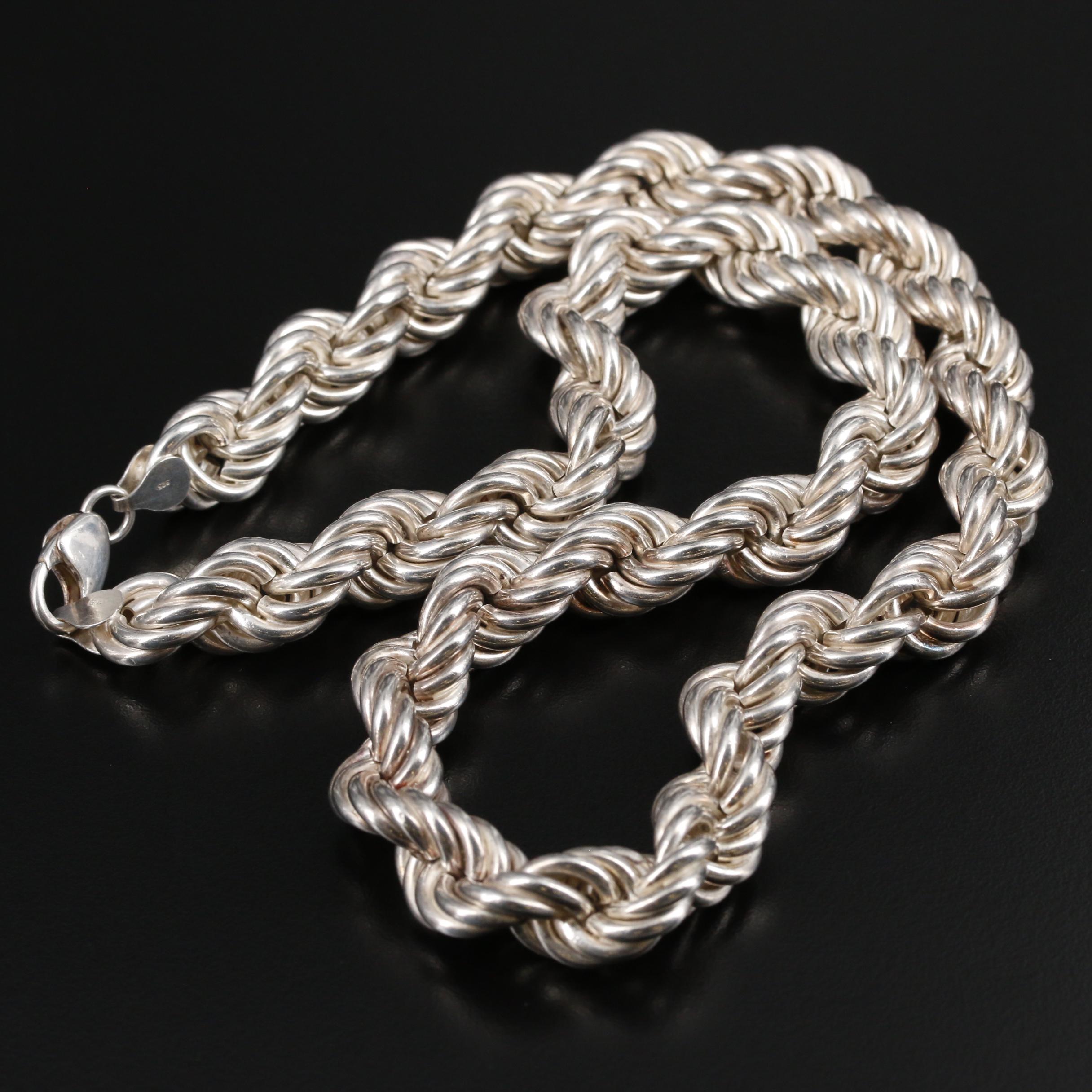 Sterling Silver Rope Chain Necklace