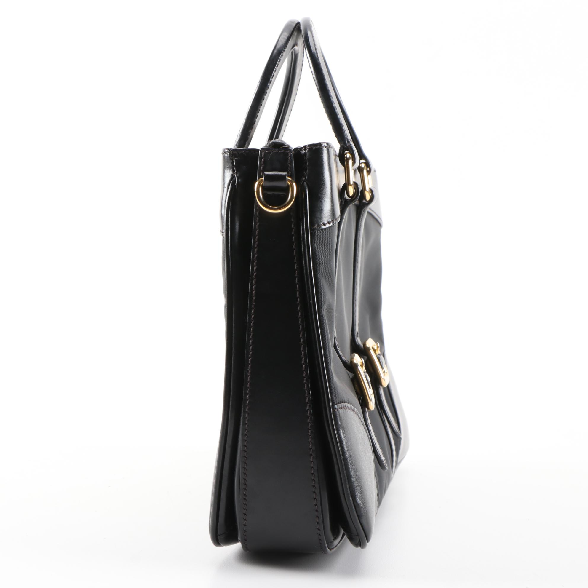 Prada Black Tessuto Nylon and Leather Trimmed Laptop Bag