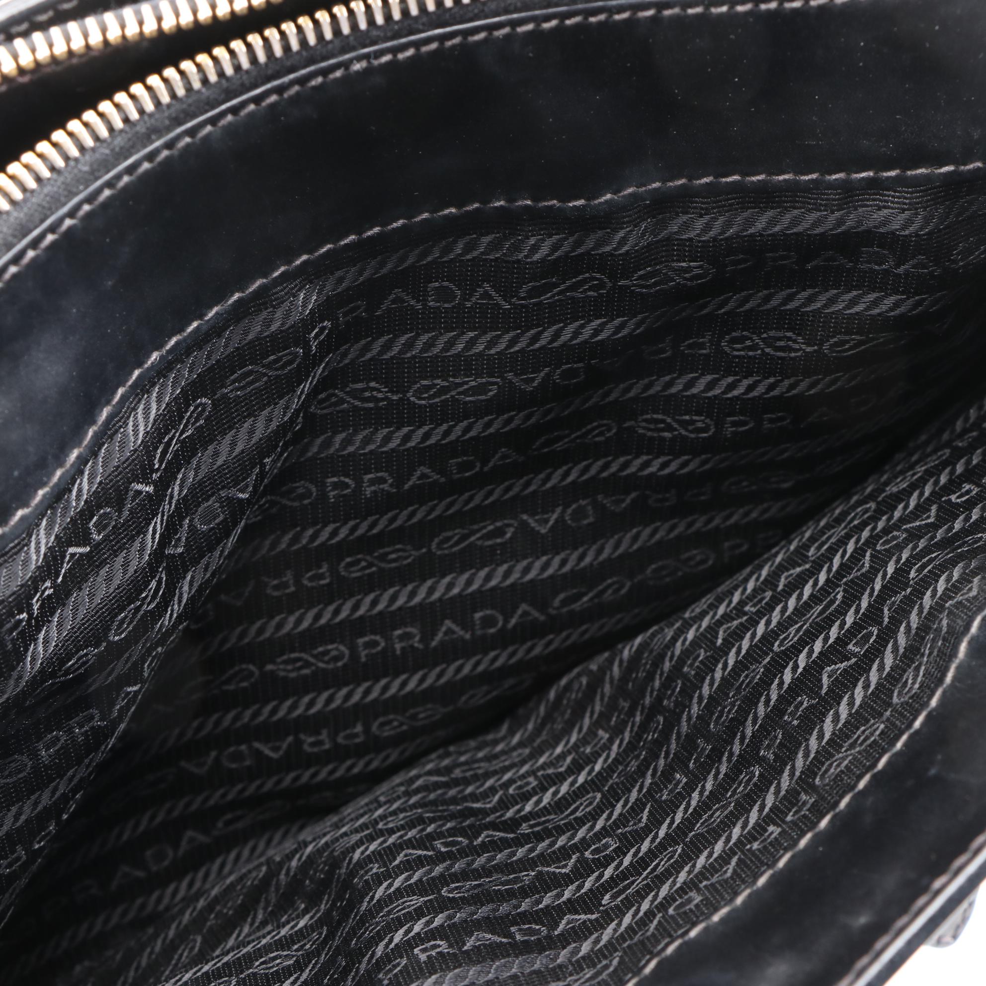 Prada Black Tessuto Nylon and Leather Trimmed Laptop Bag