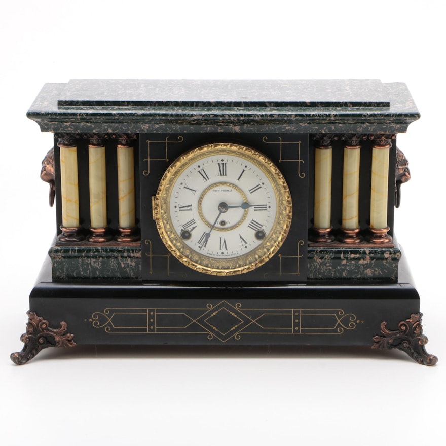 Seth Thomas Victorian Adamantine Mantel Clock, Early 20th Century