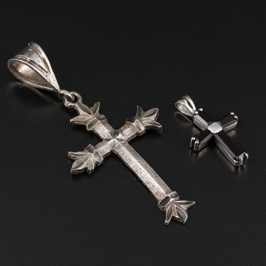 Sterling Silver and Glass Crosses Pendant