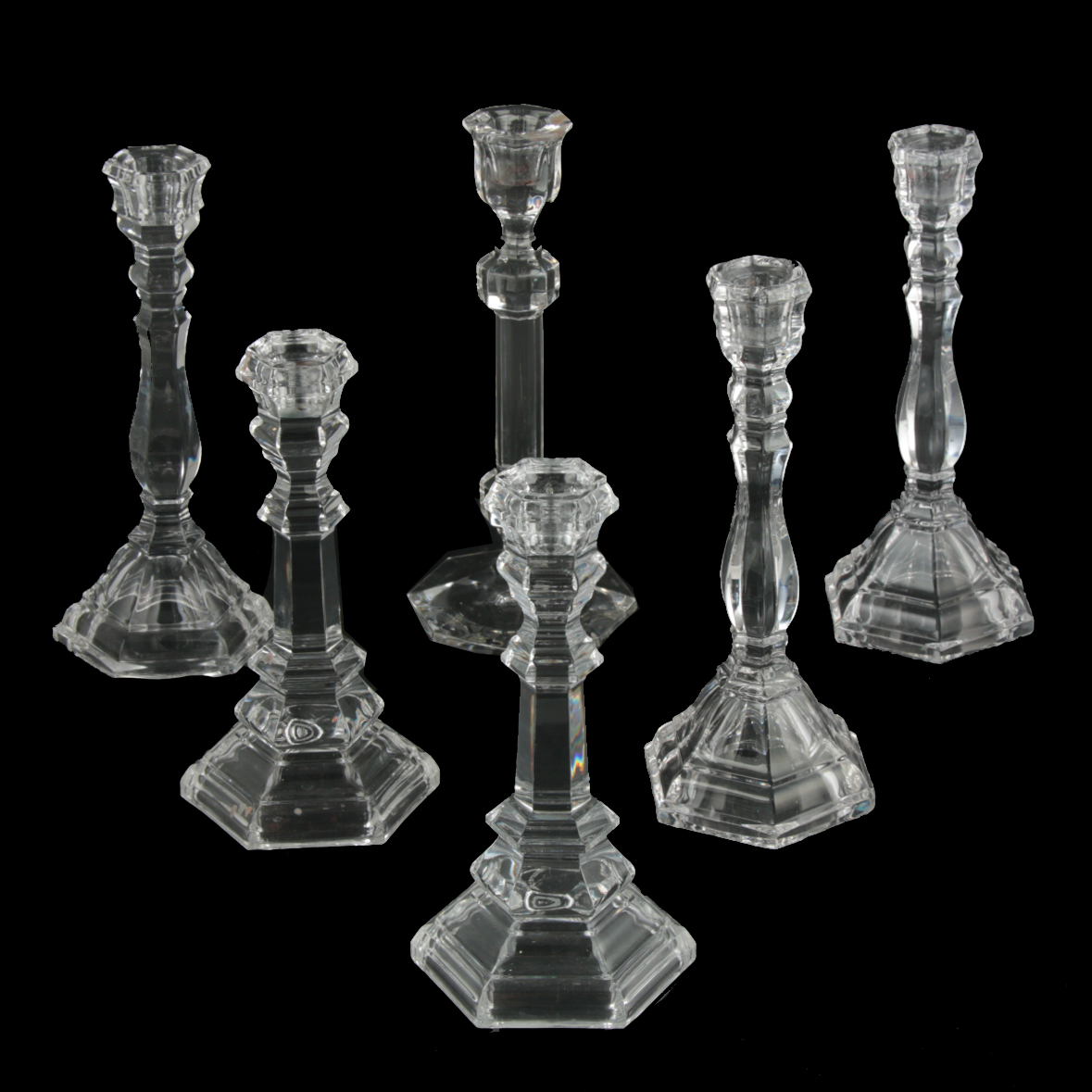 Tiffany & Co. "Plymouth" Crystal Candlesticks with Riedel and Others