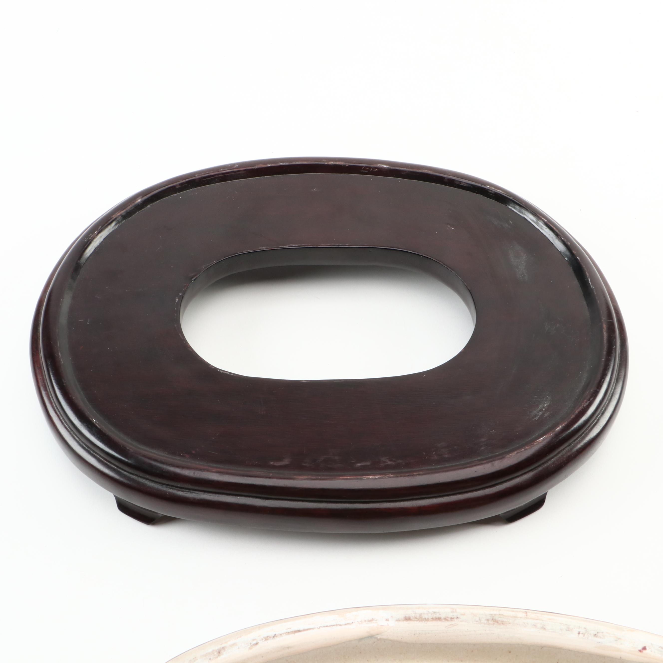 Chinese Oriental Accent Hand-Painted Ceramic Foot Bath with Base