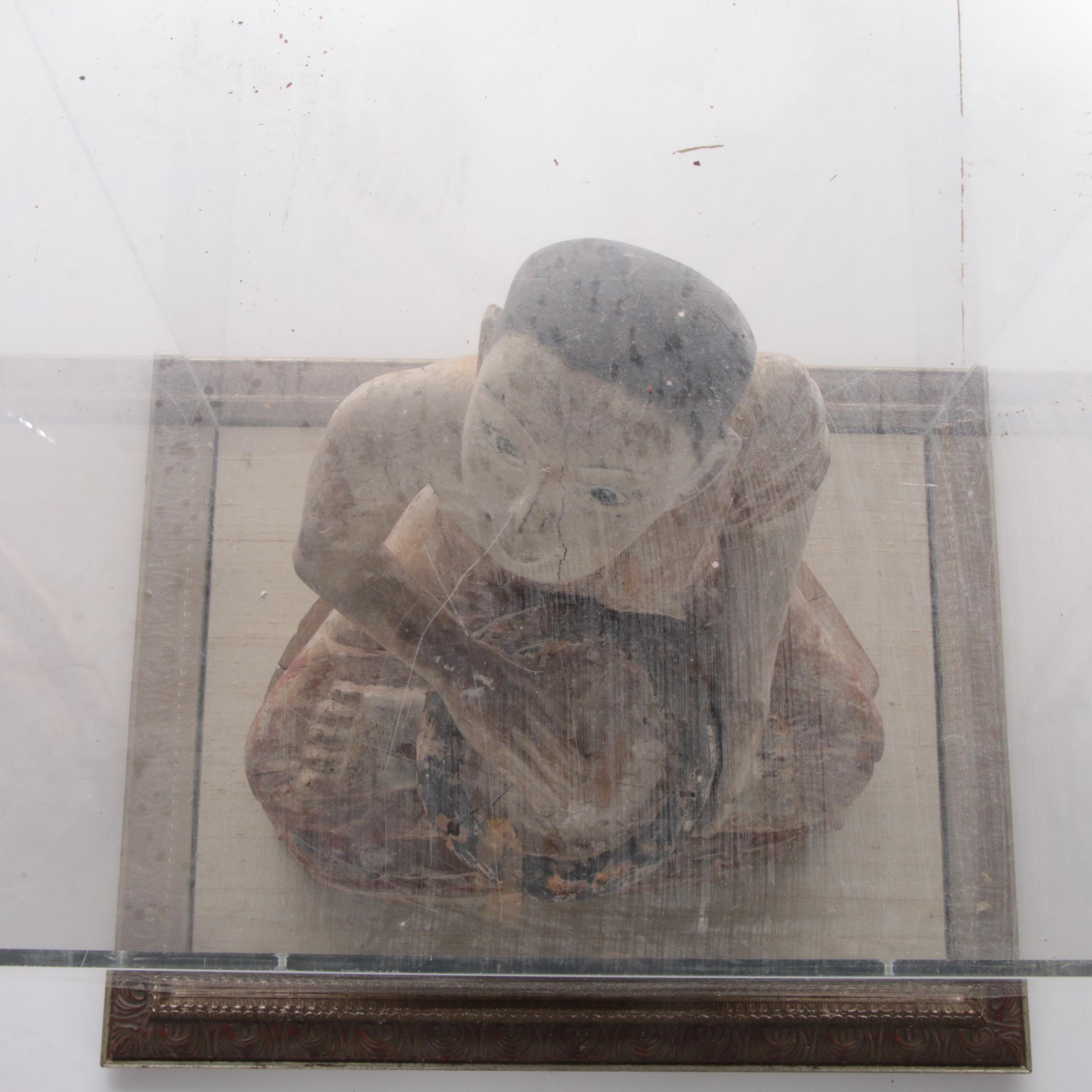 Thai Polychrome Wood Figure of the Arhat Shin Upagutta, 19th Century