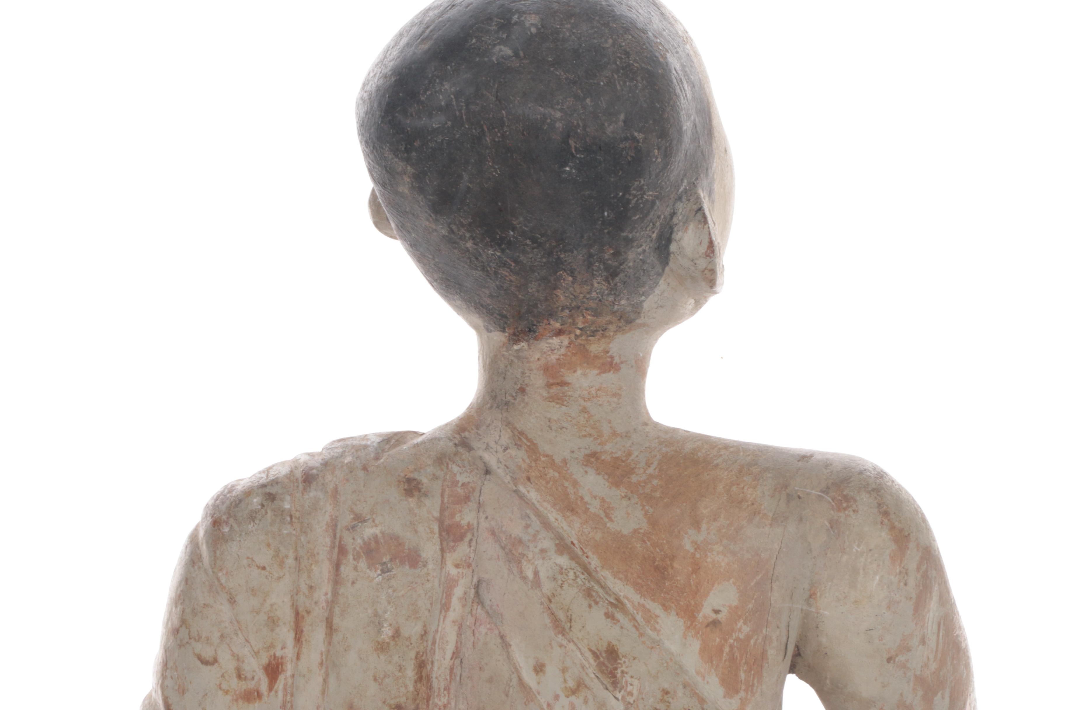 Thai Polychrome Wood Figure of the Arhat Shin Upagutta, 19th Century