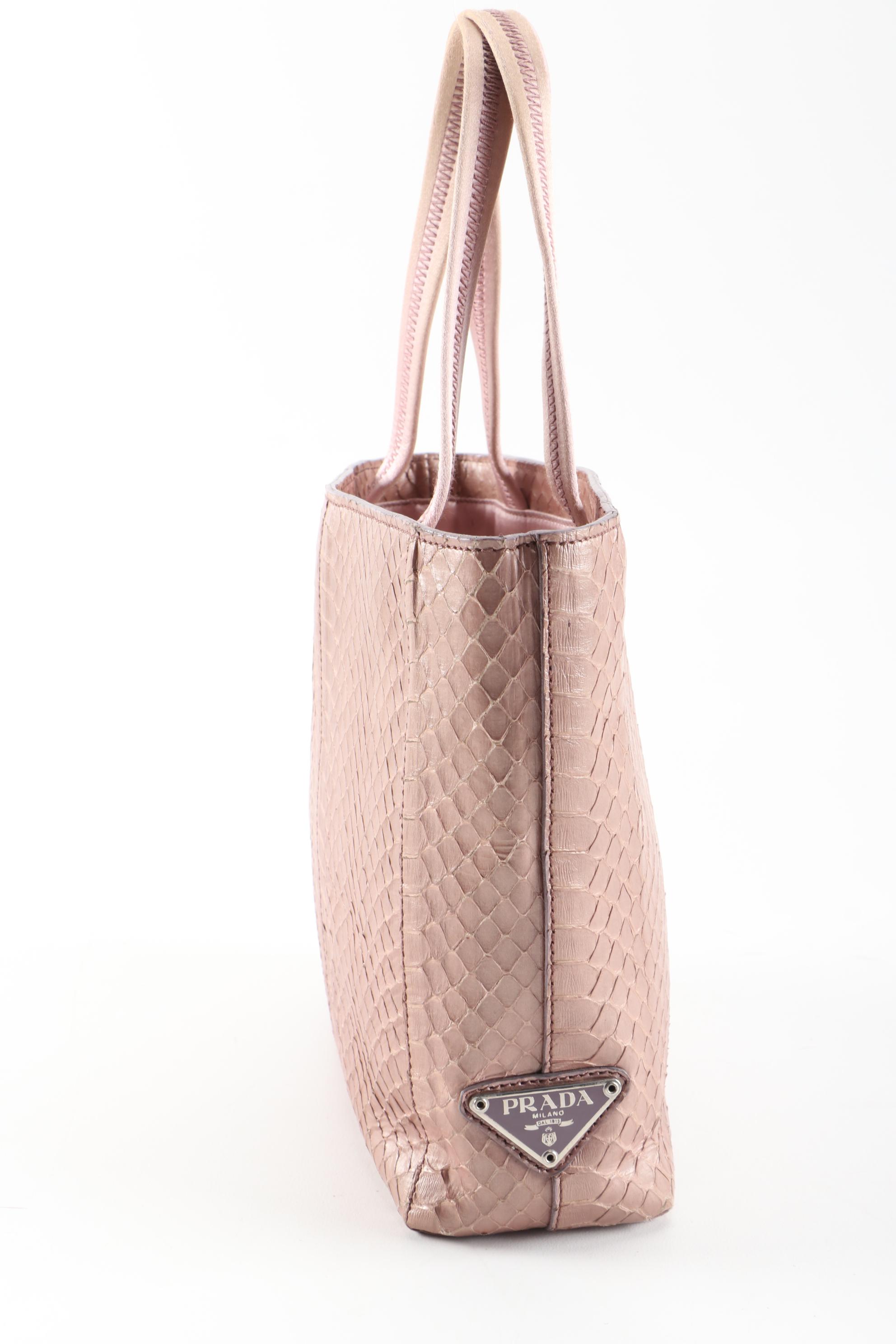 Prada Blush Glazed Python Mini Tote