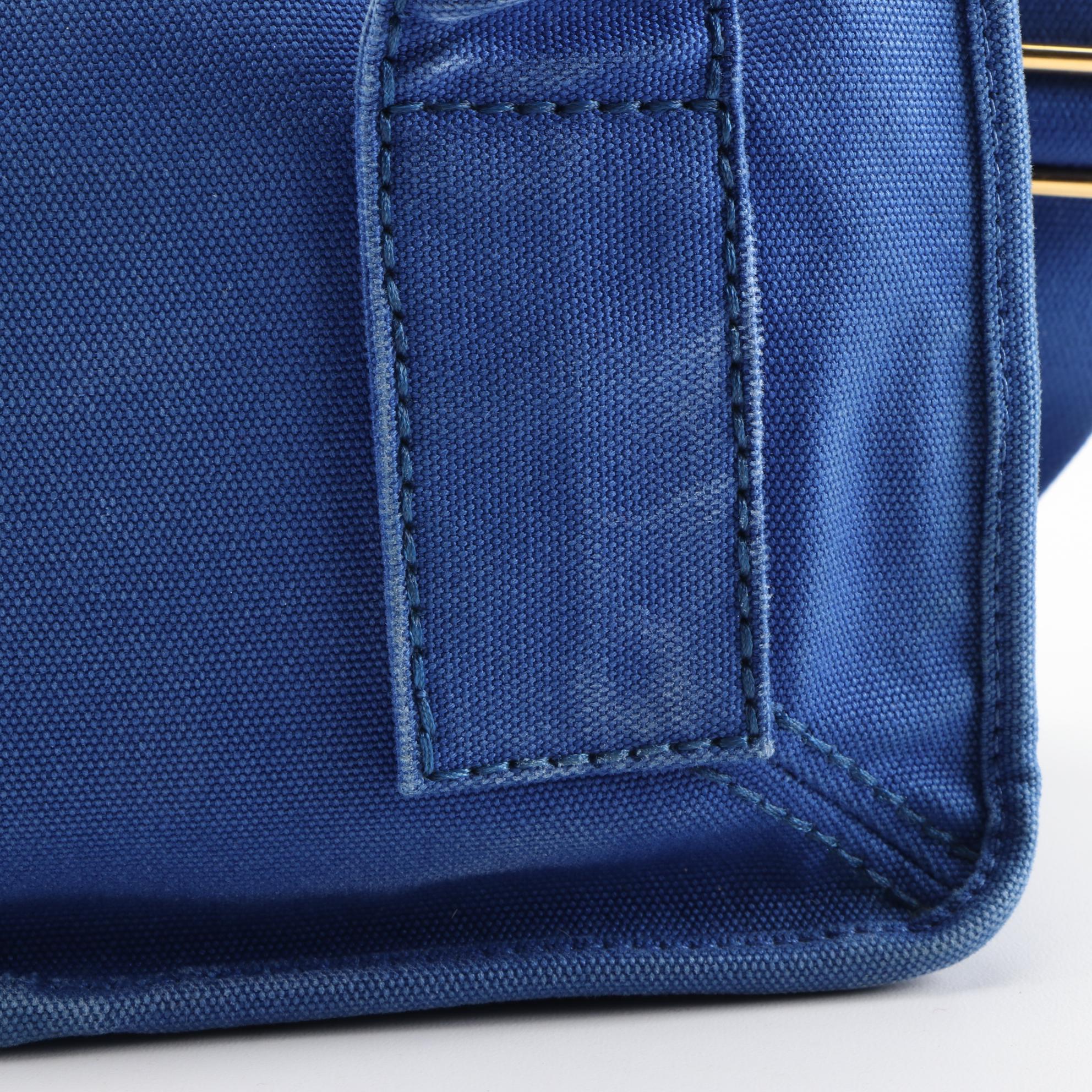 Prada Blue Canvas and Leather Convertible Satchel