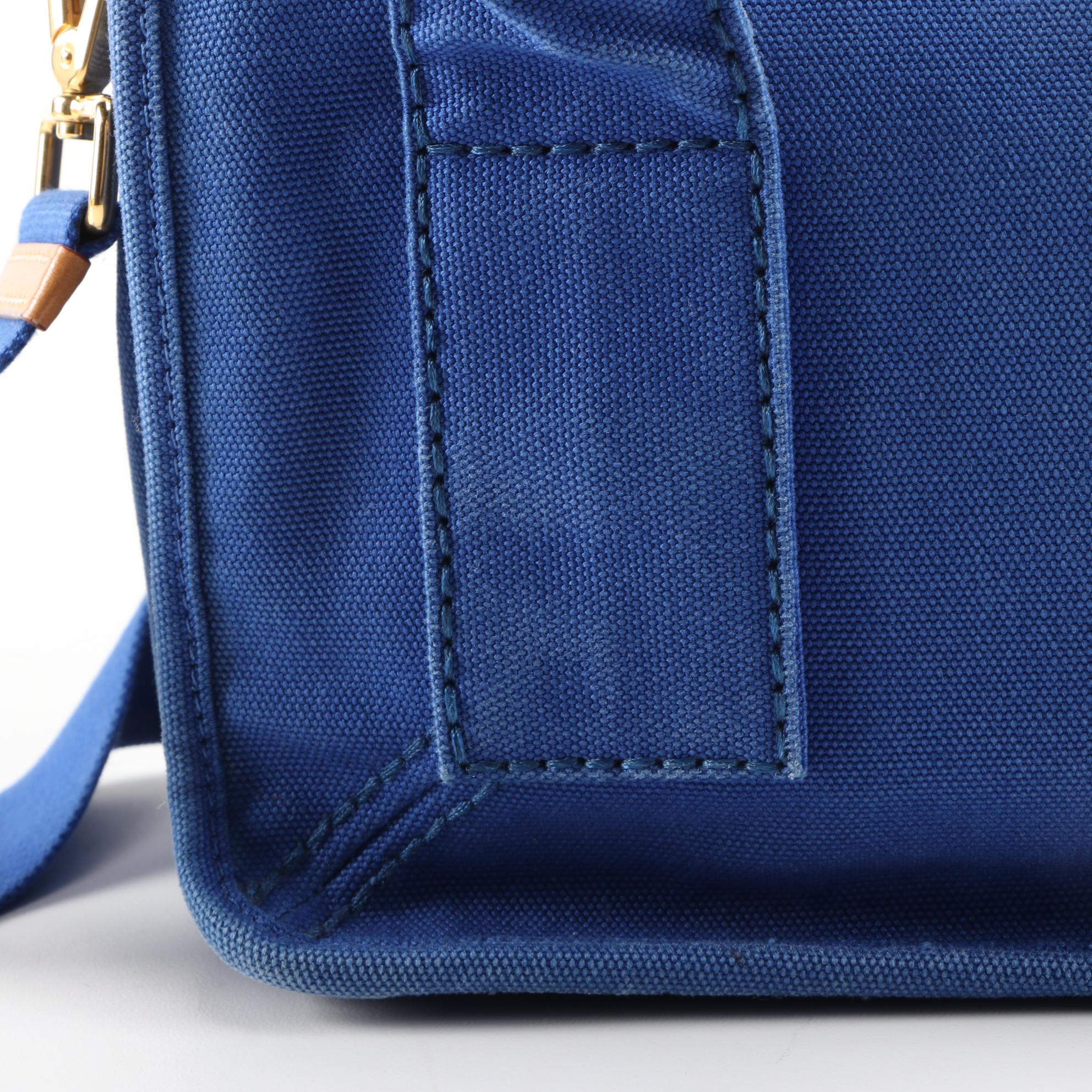 Prada Blue Canvas and Leather Convertible Satchel