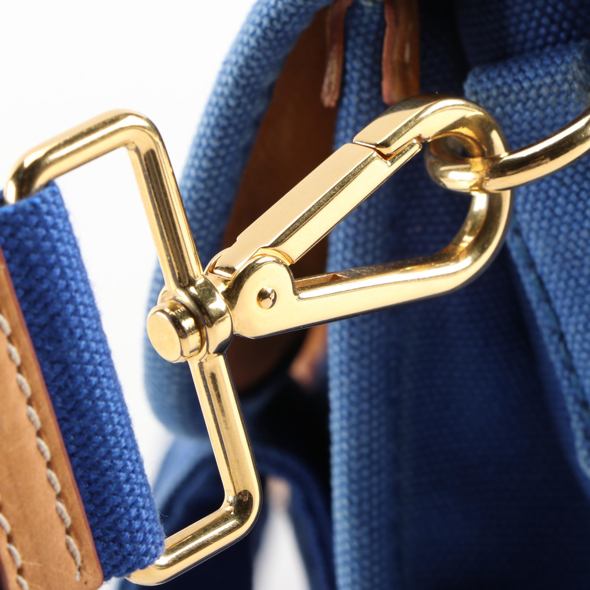 Prada Blue Canvas and Leather Convertible Satchel