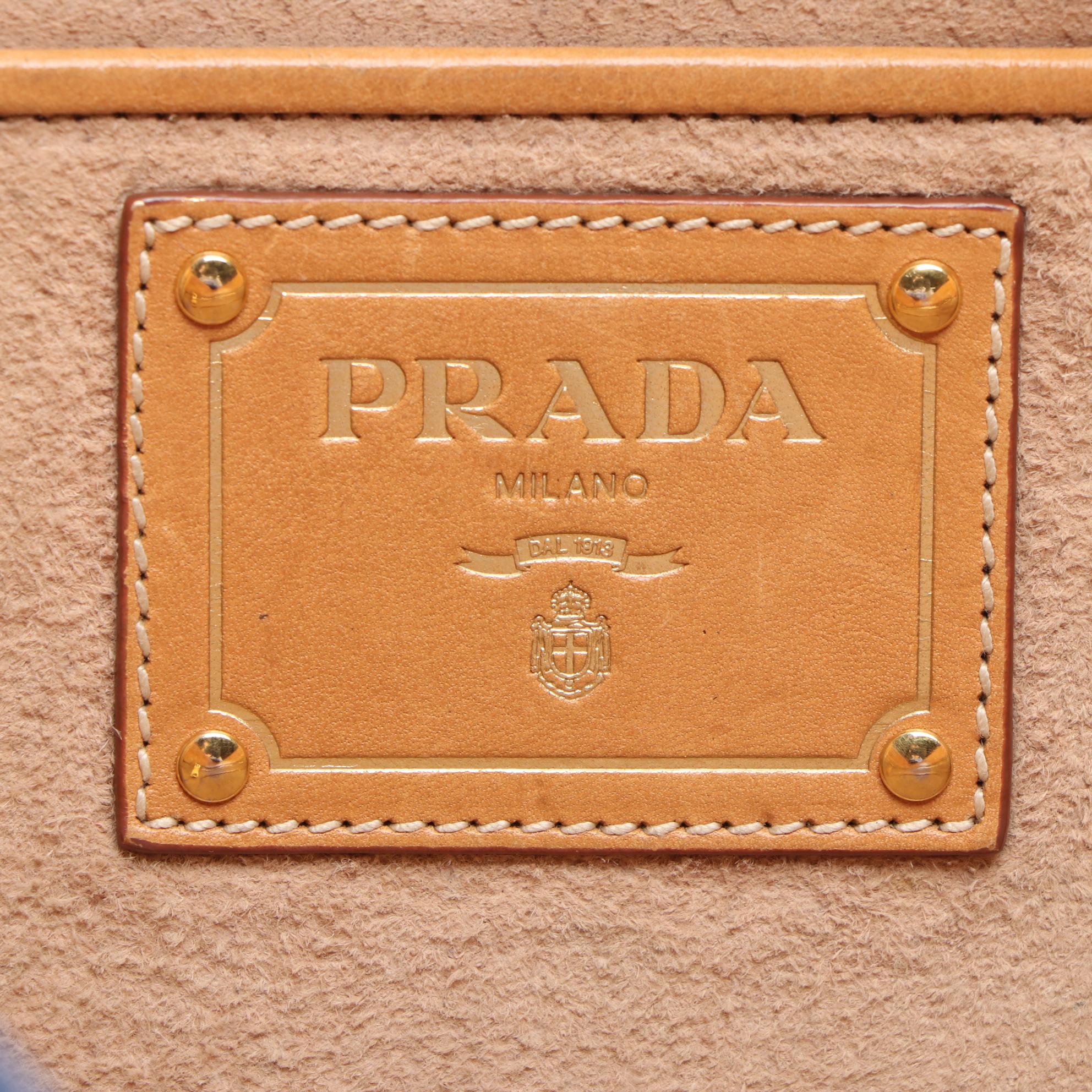 Prada Blue Canvas and Leather Convertible Satchel