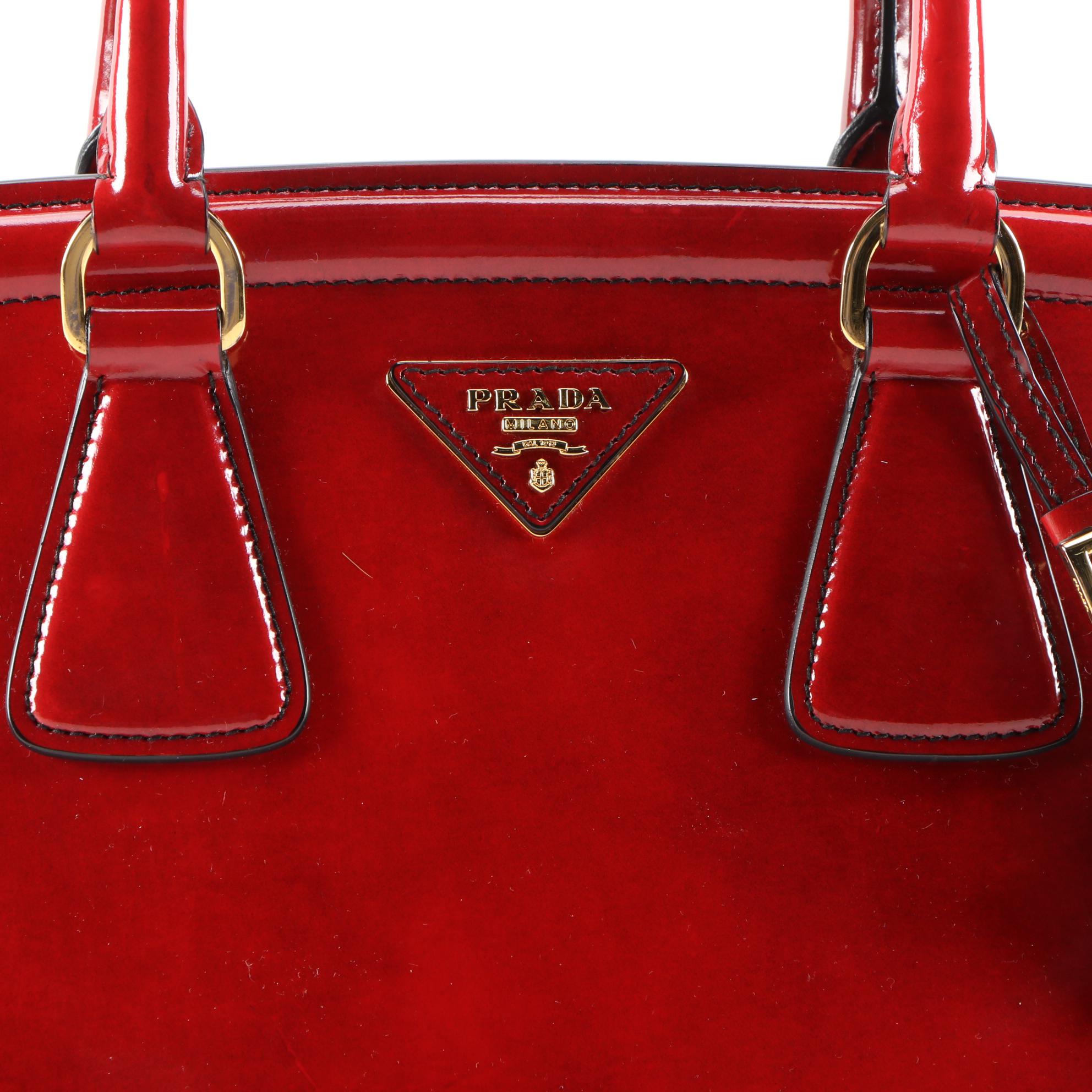 Prada Red Patent Leather Tote Handbag