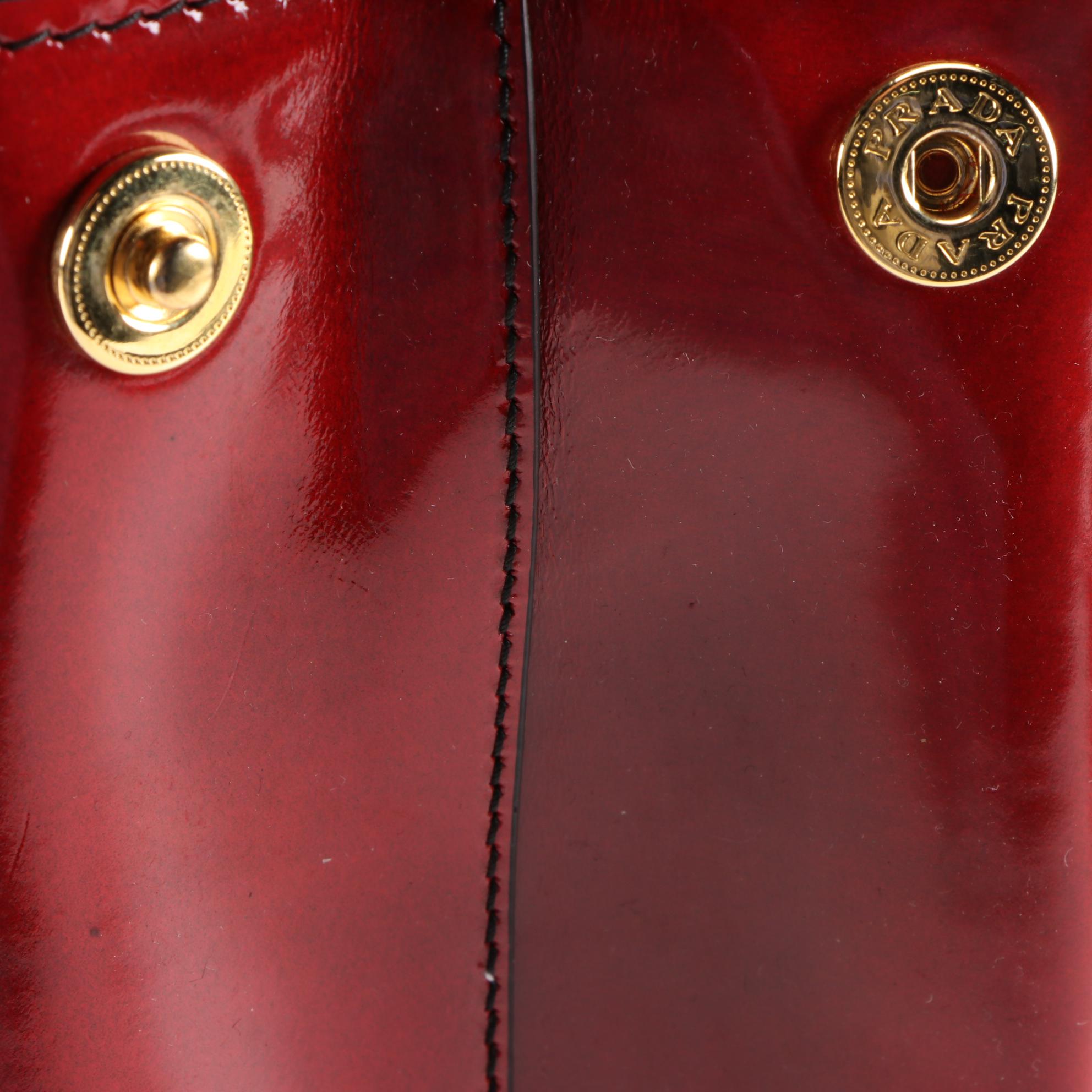 Prada Red Patent Leather Tote Handbag