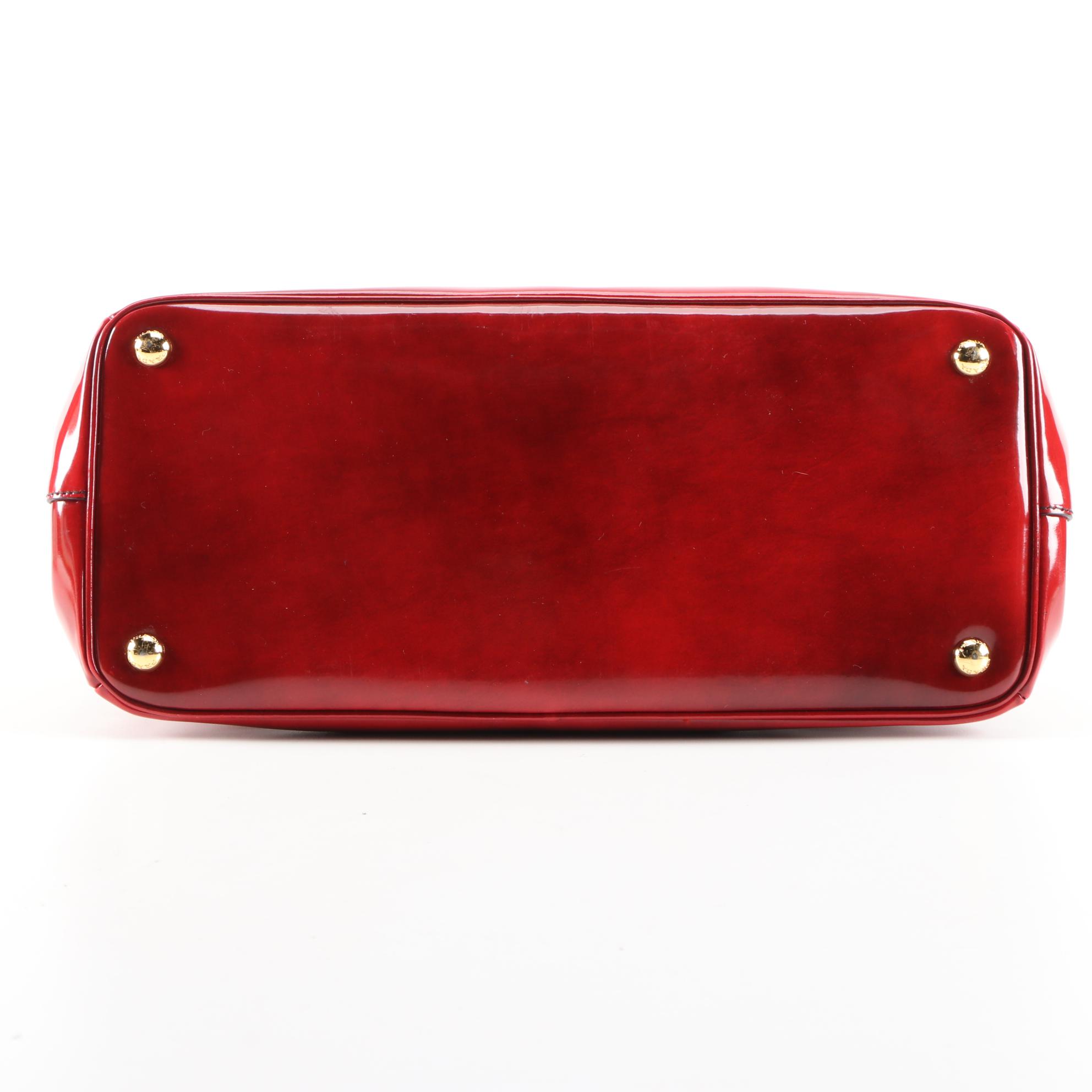 Prada Red Patent Leather Tote Handbag