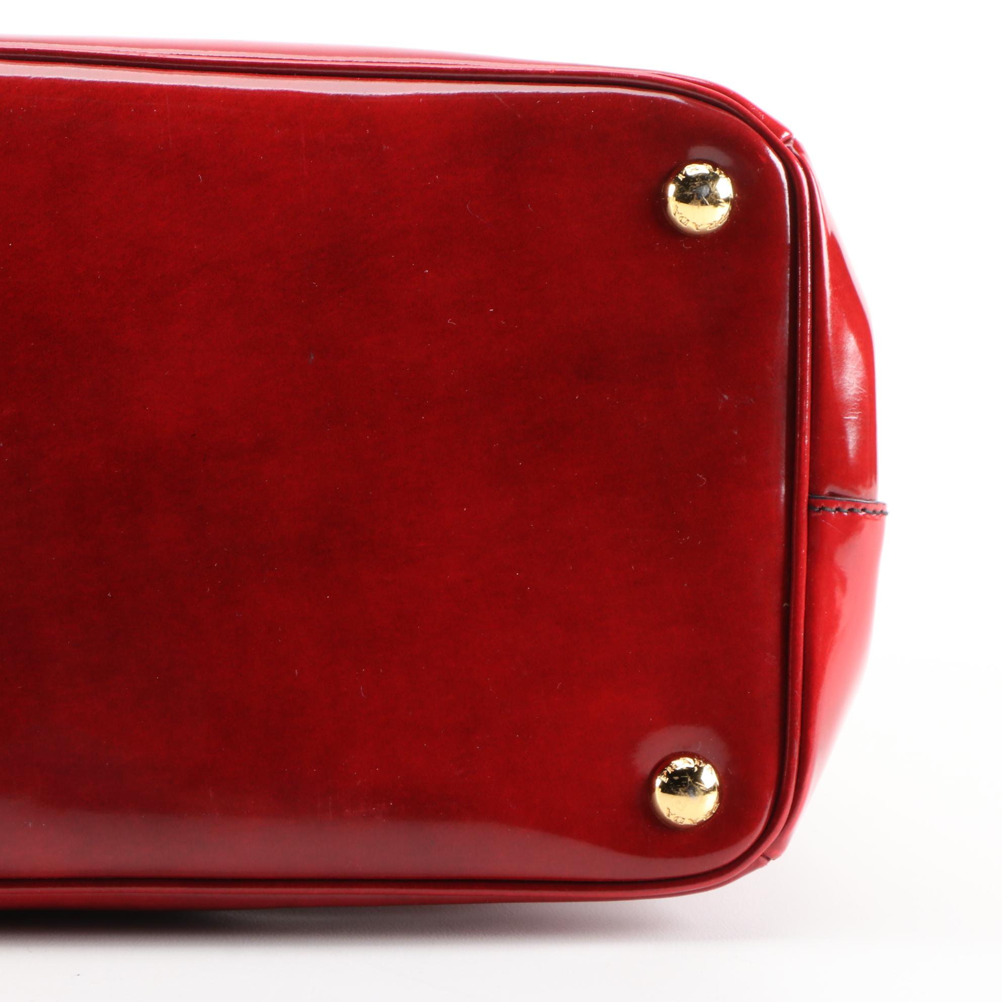 Prada Red Patent Leather Tote Handbag