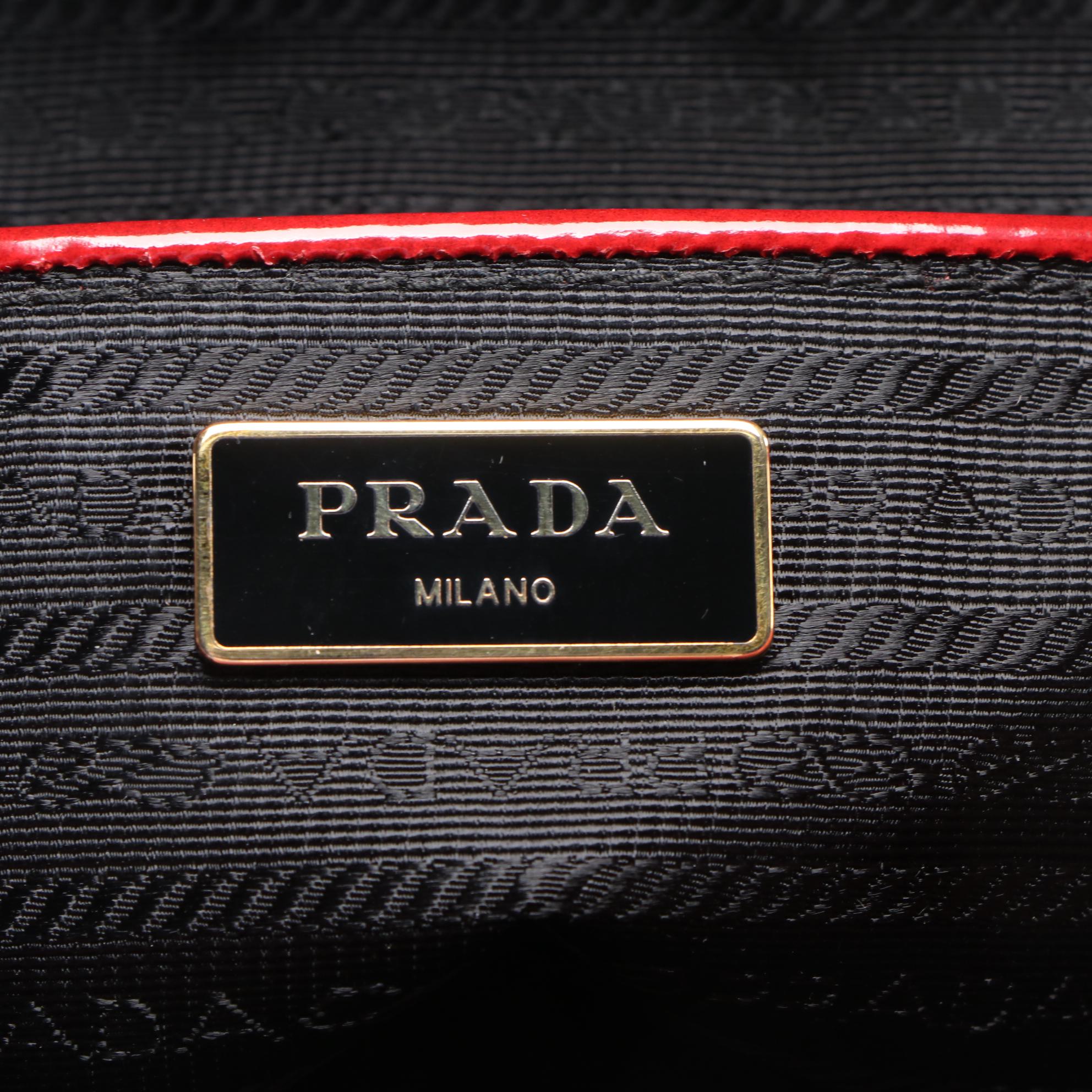 Prada Red Patent Leather Tote Handbag