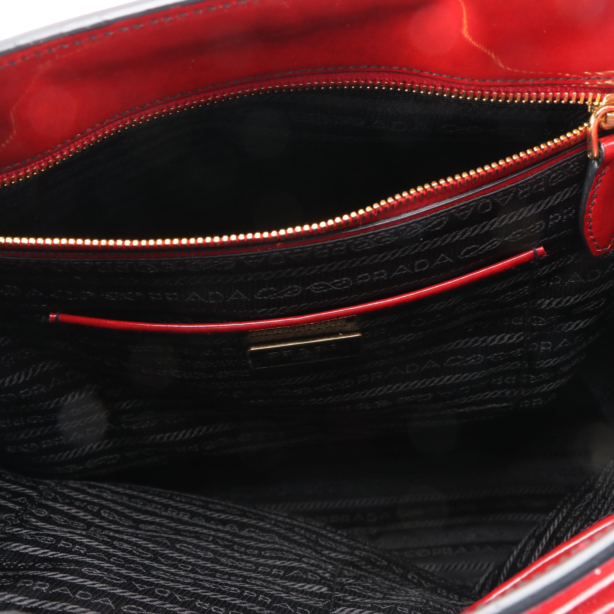 Prada Red Patent Leather Tote Handbag