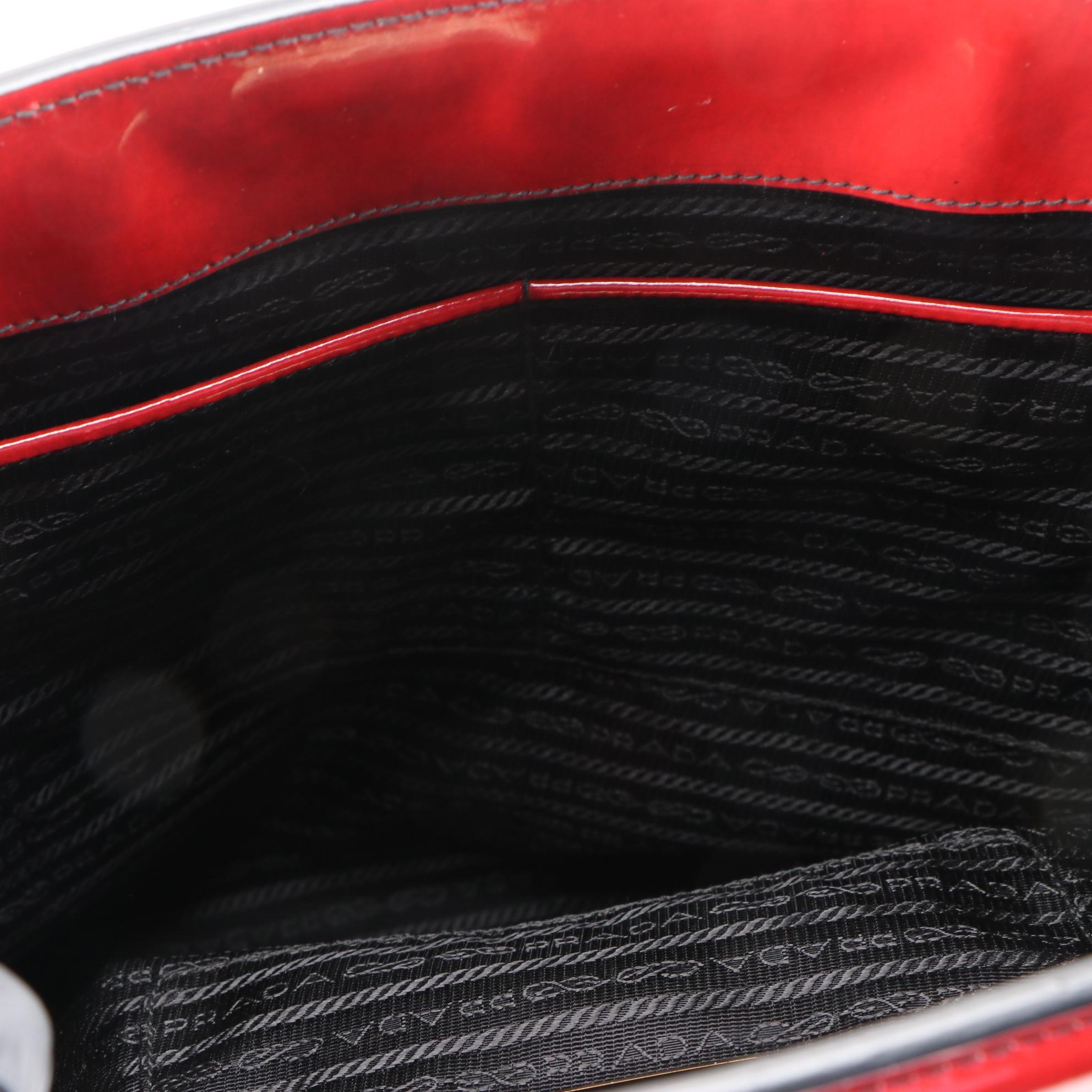 Prada Red Patent Leather Tote Handbag