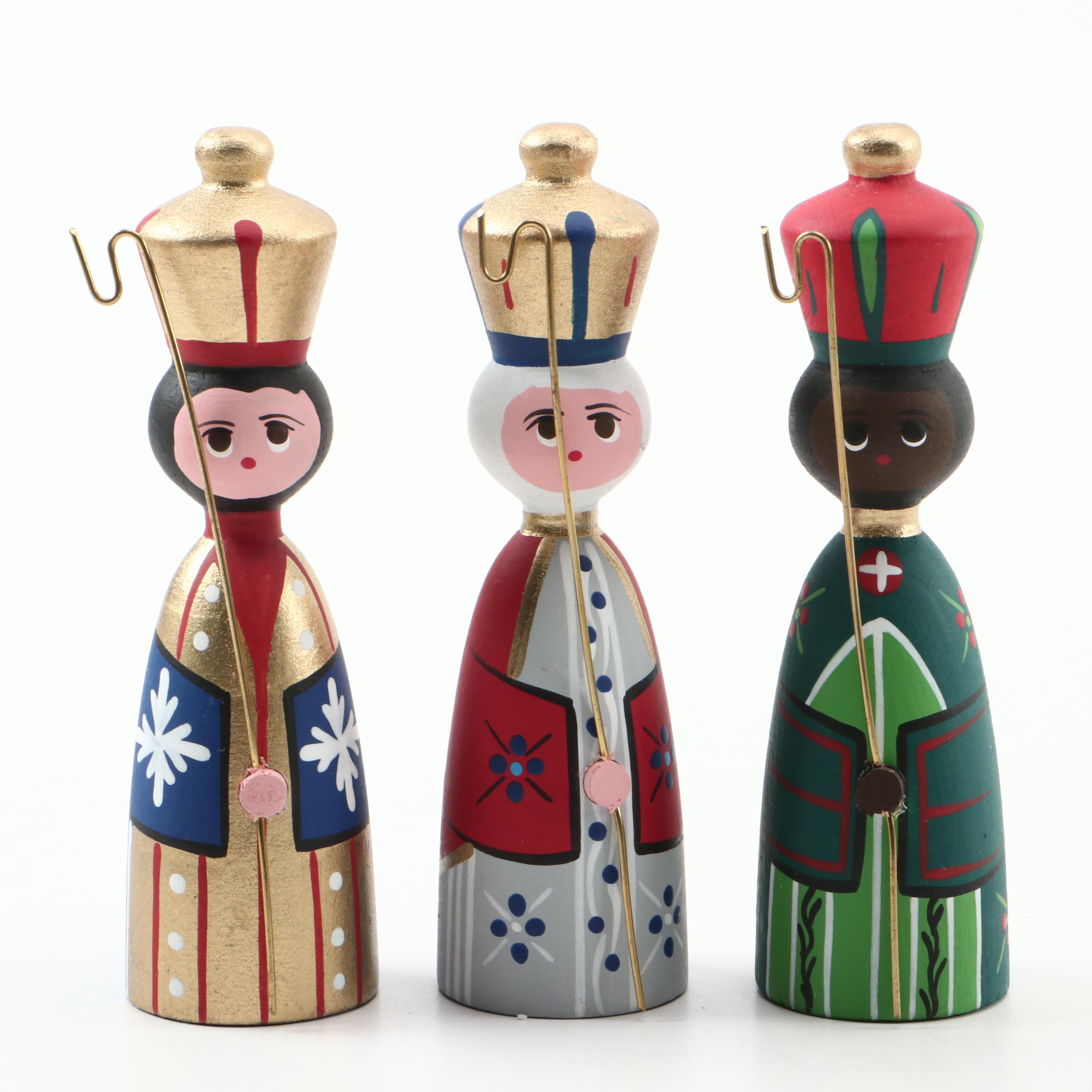 Vintage Danish Bogense Traekunst Handpainted Wooden Nativity Set