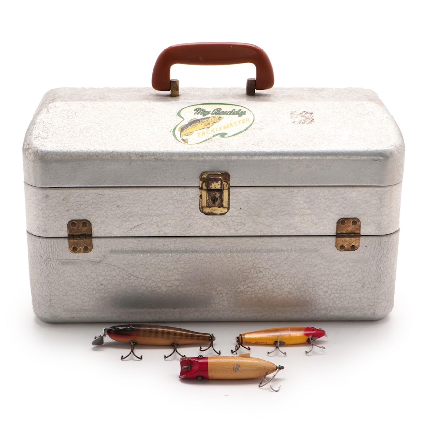 My Buddy Fishing Tackle Storage Box with Assorted Lures, Mid-20th Century