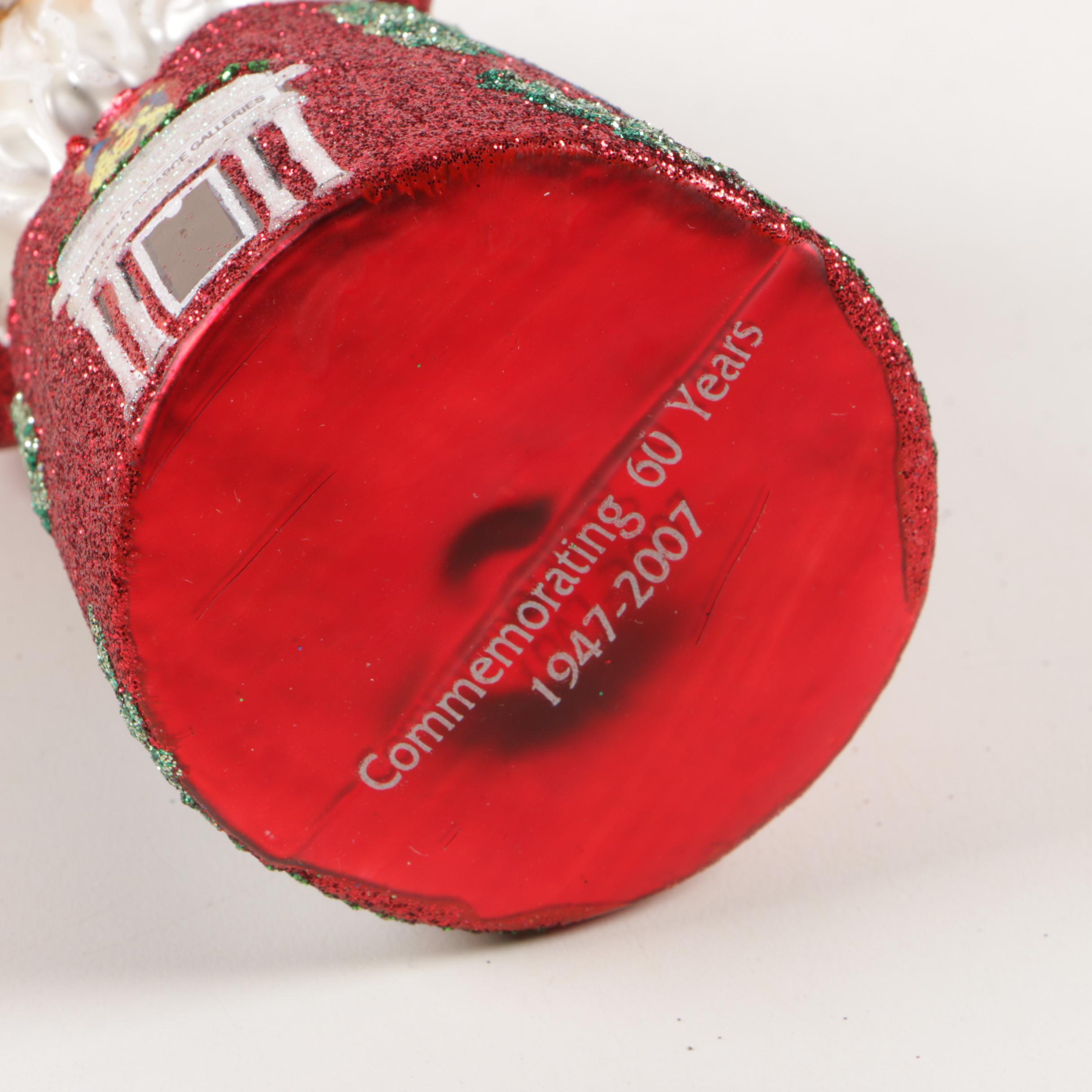 European Antiques Blown Art Glass Santa Claus Ornament with Stand