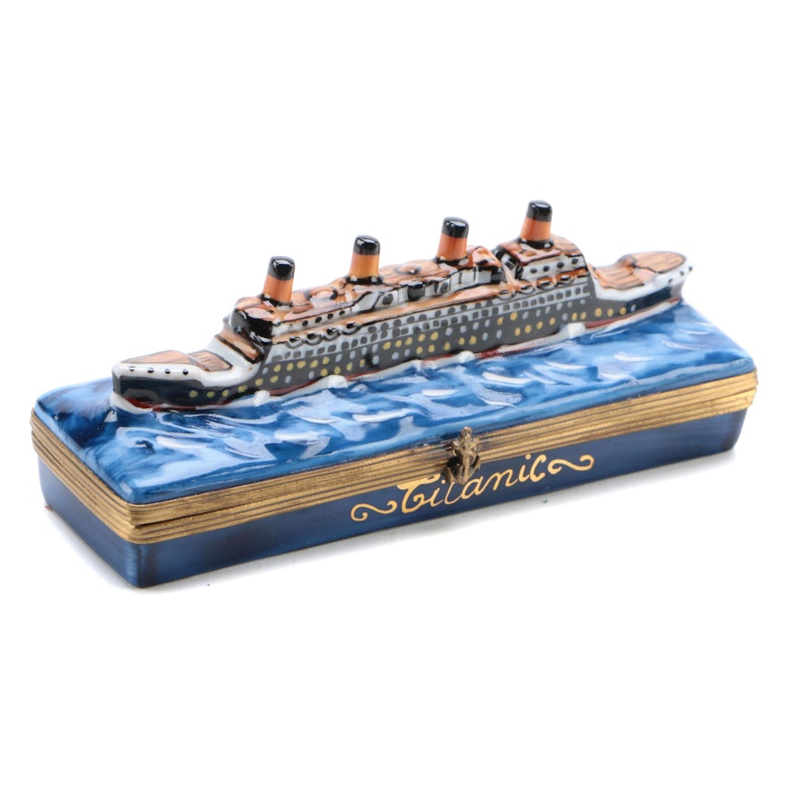 Gerard Ribierre Hand-Painted Porcelain "Titanic" Limoges Box