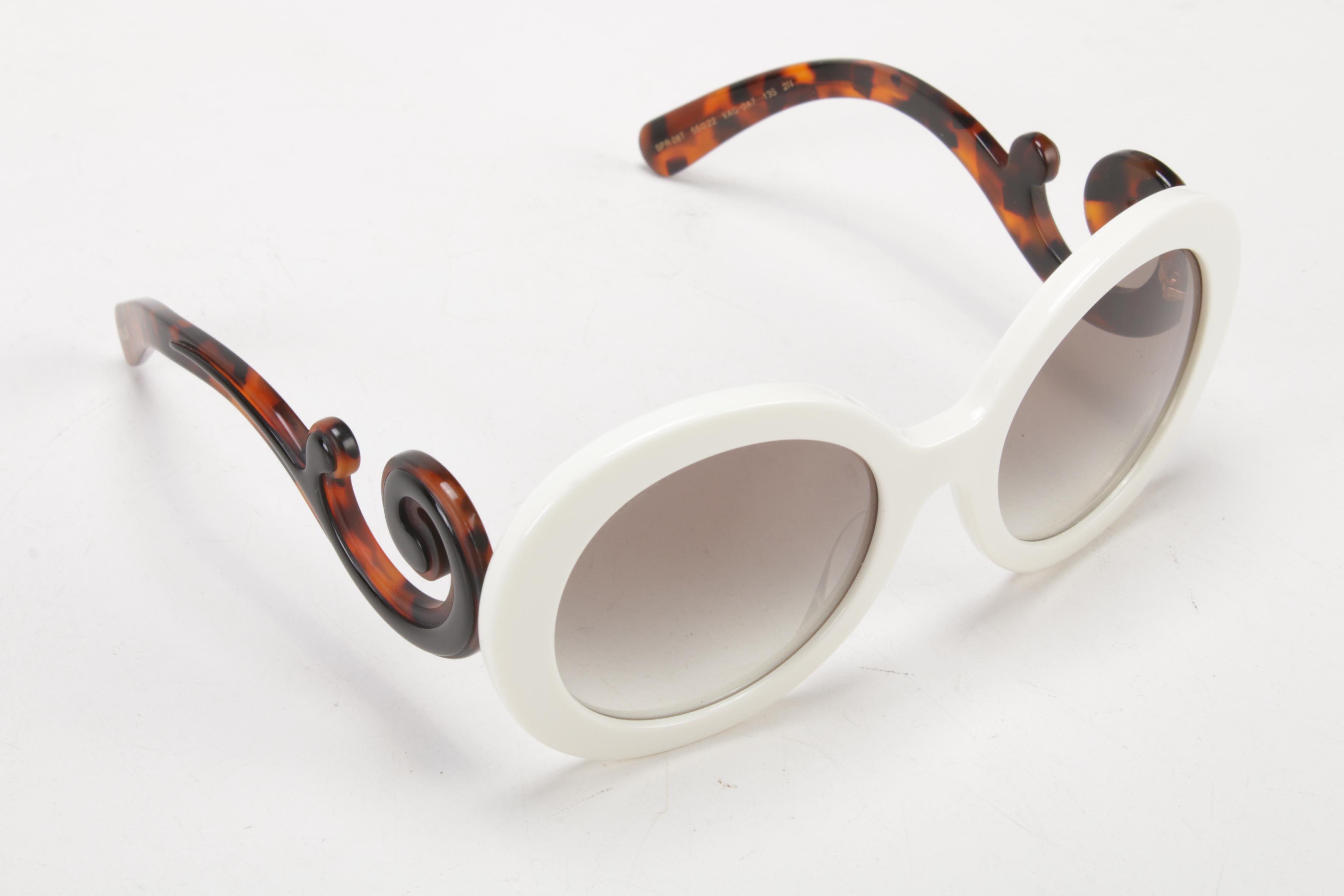 Prada Minimal Baroque SPR08T Sunglasses in White and Tortoise