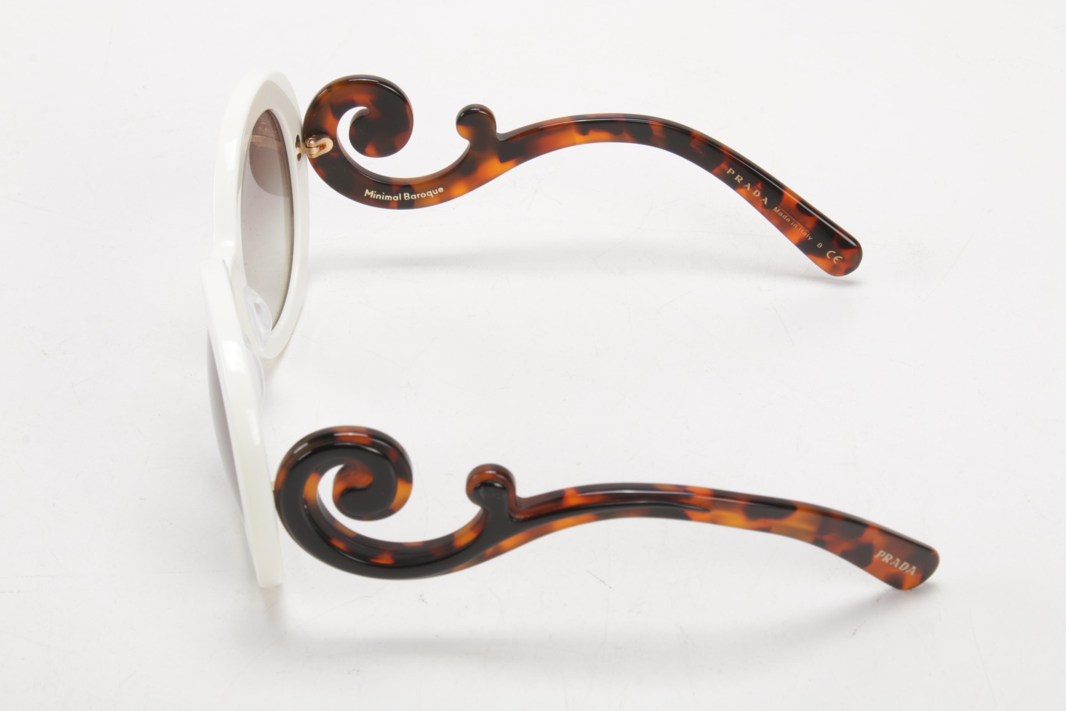 Prada Minimal Baroque SPR08T Sunglasses in White and Tortoise