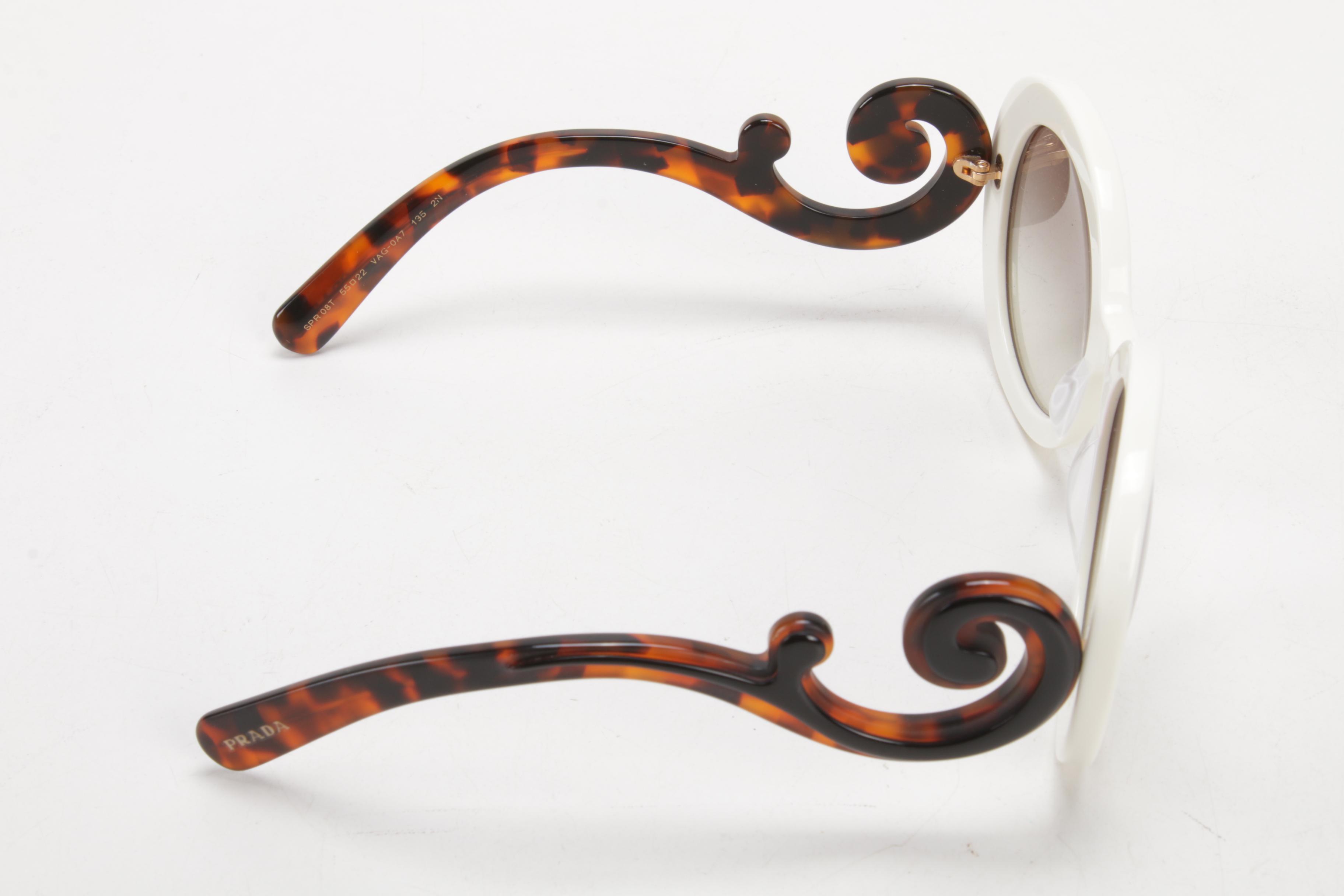 Prada Minimal Baroque SPR08T Sunglasses in White and Tortoise
