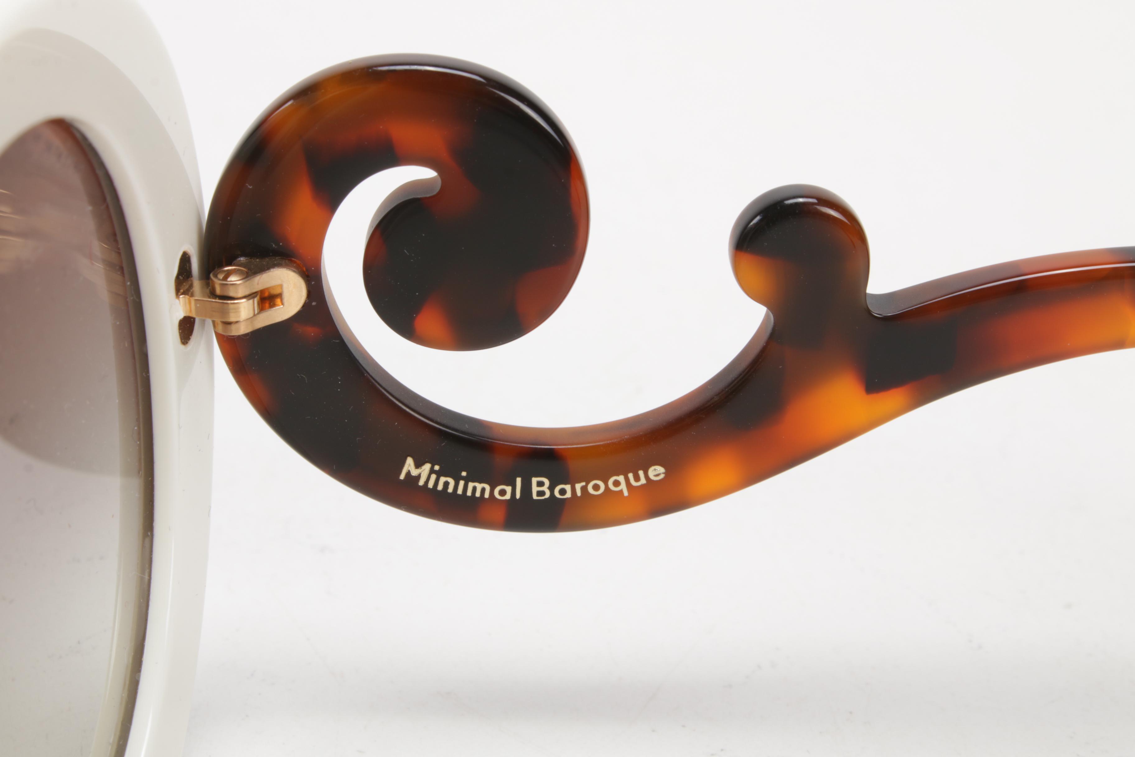 Prada Minimal Baroque SPR08T Sunglasses in White and Tortoise