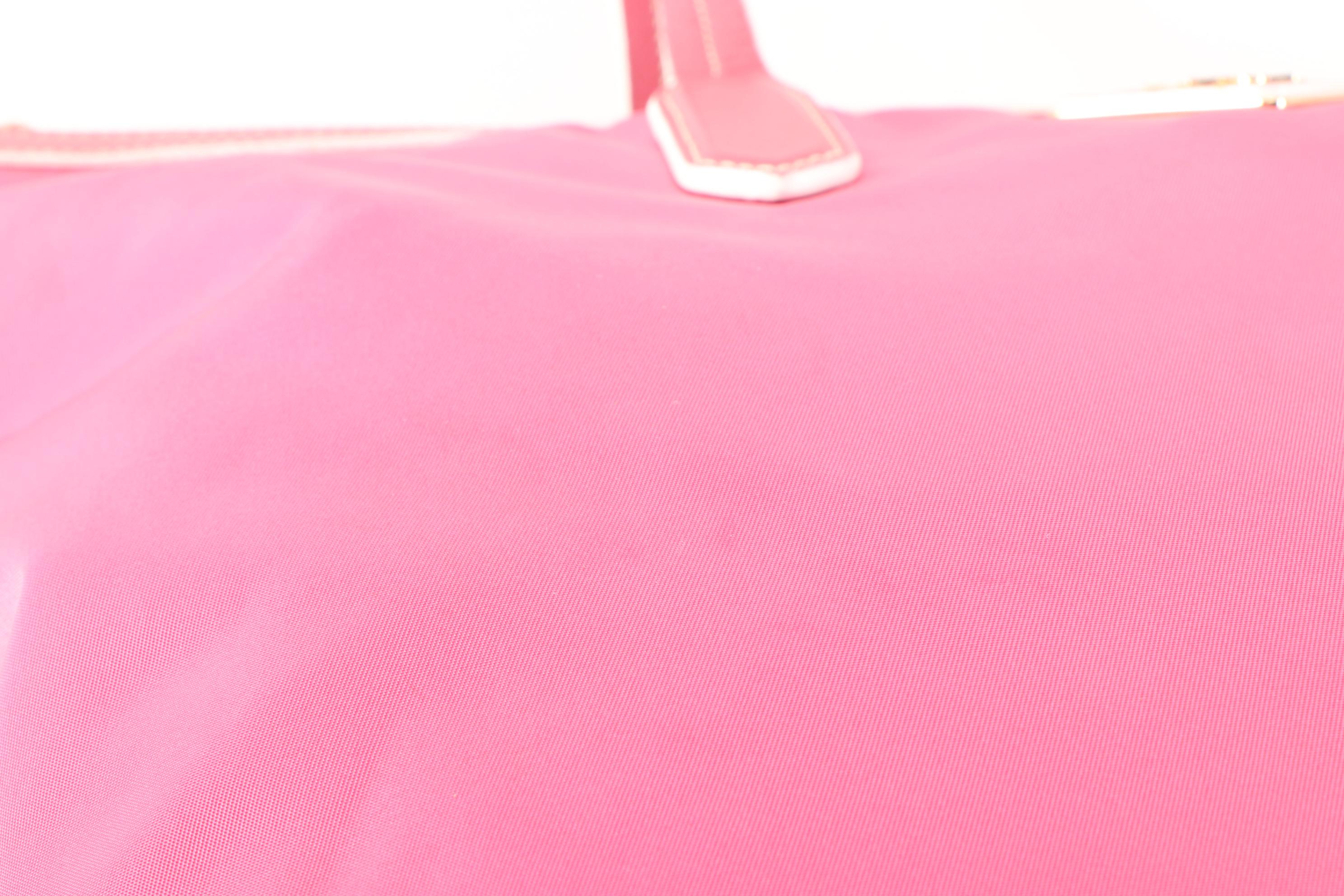 Prada Pink Tessuto Nylon and Leather Two-Way Tote Bag