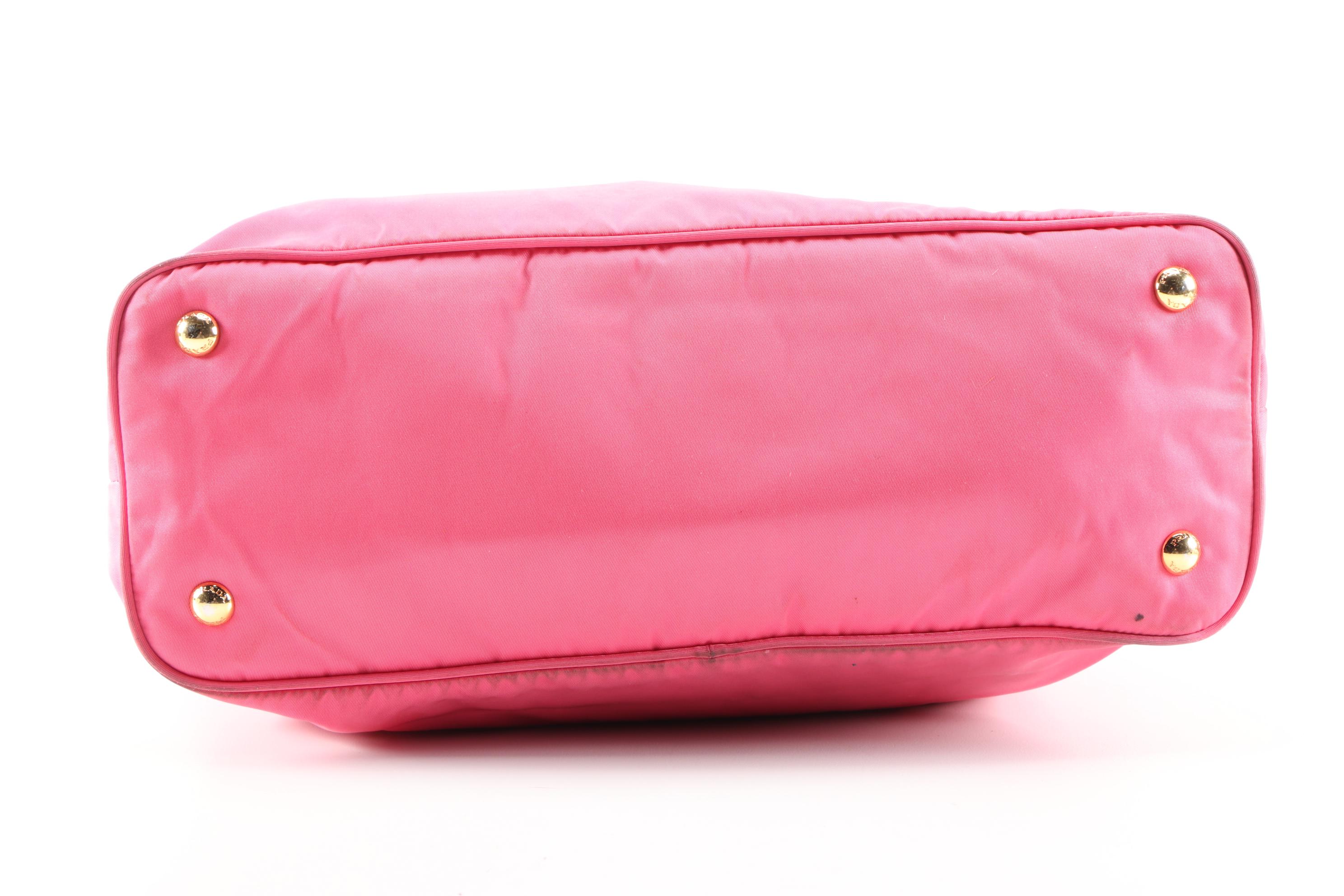 Prada Pink Tessuto Nylon and Leather Two-Way Tote Bag