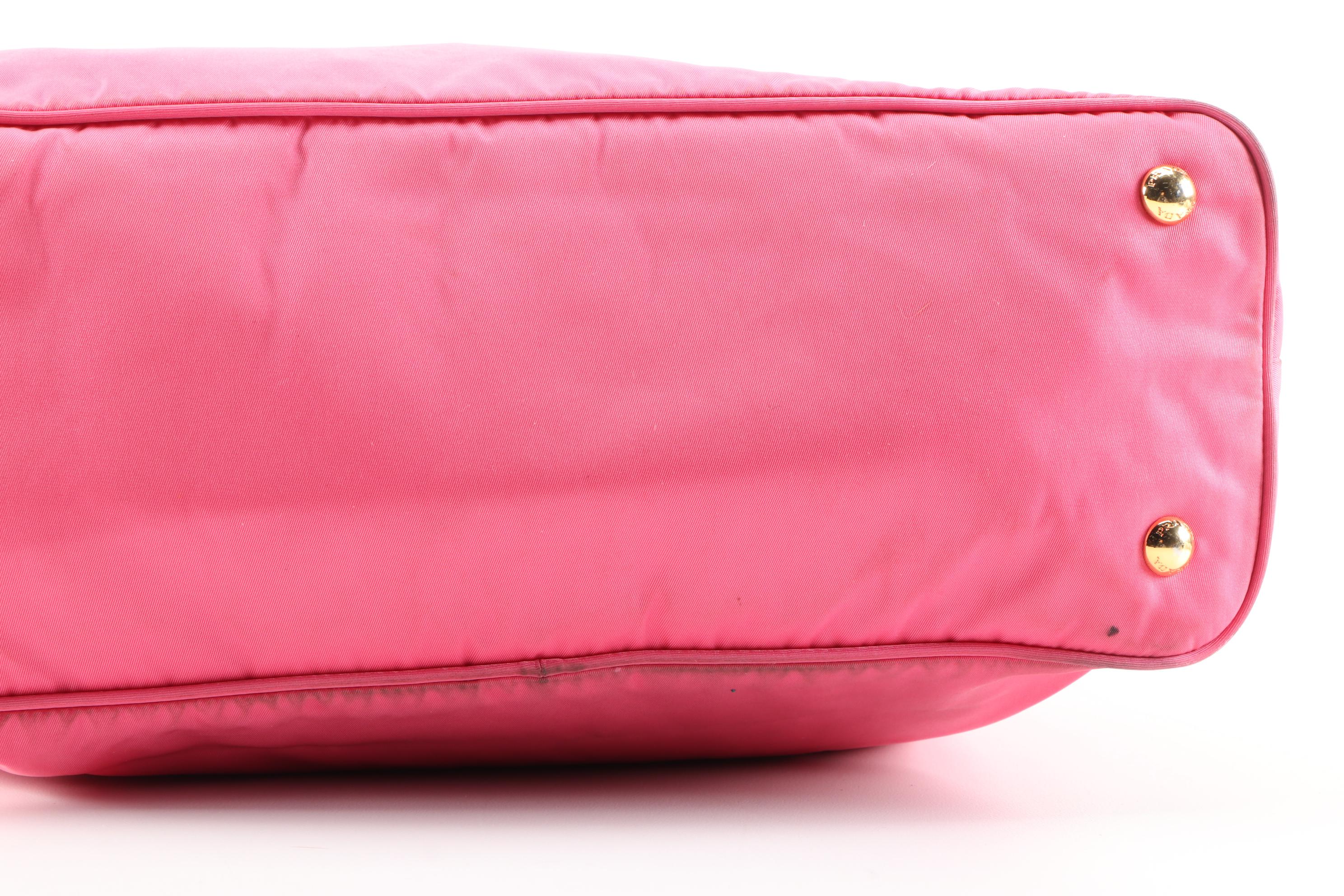 Prada Pink Tessuto Nylon and Leather Two-Way Tote Bag
