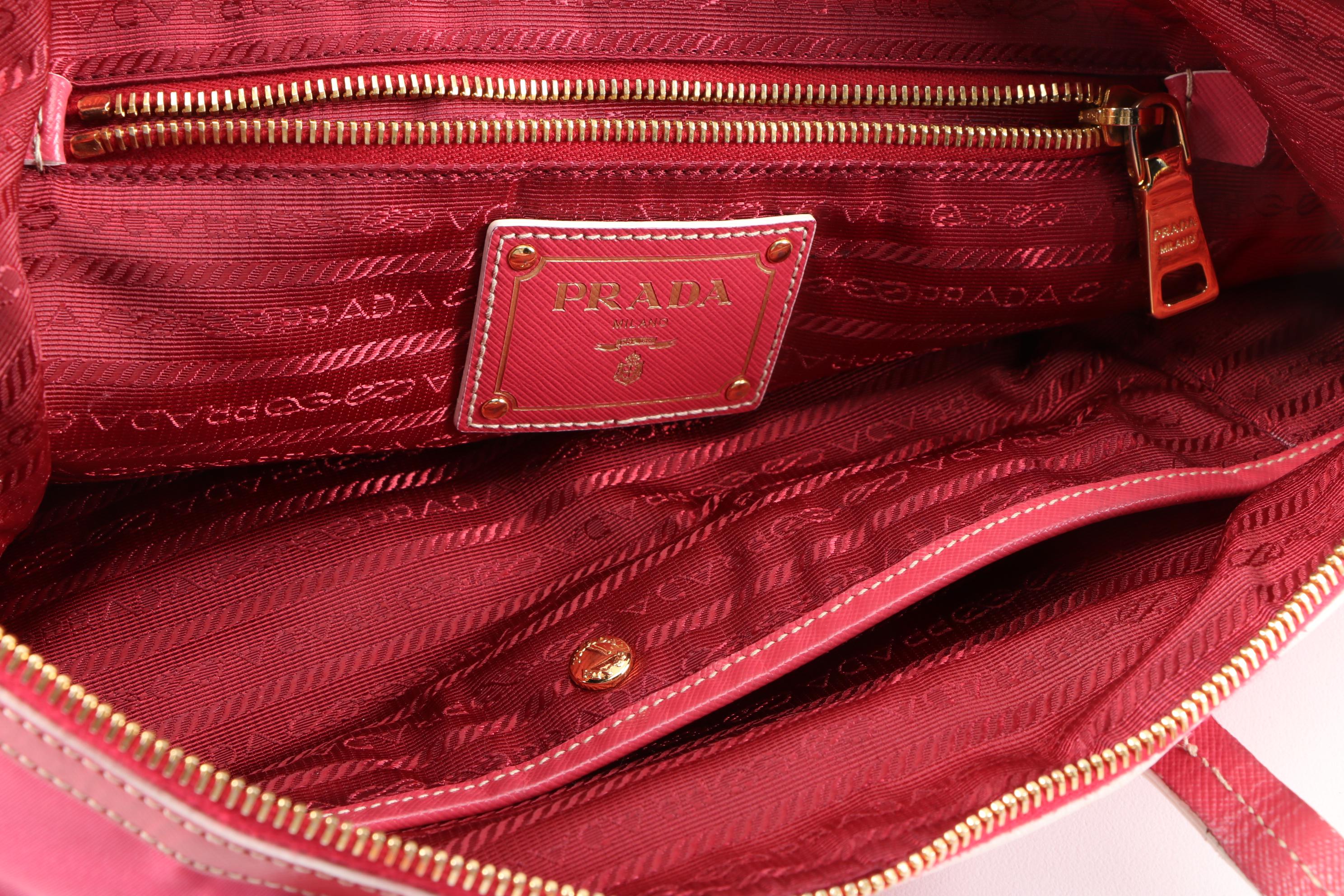 Prada Pink Tessuto Nylon and Leather Two-Way Tote Bag