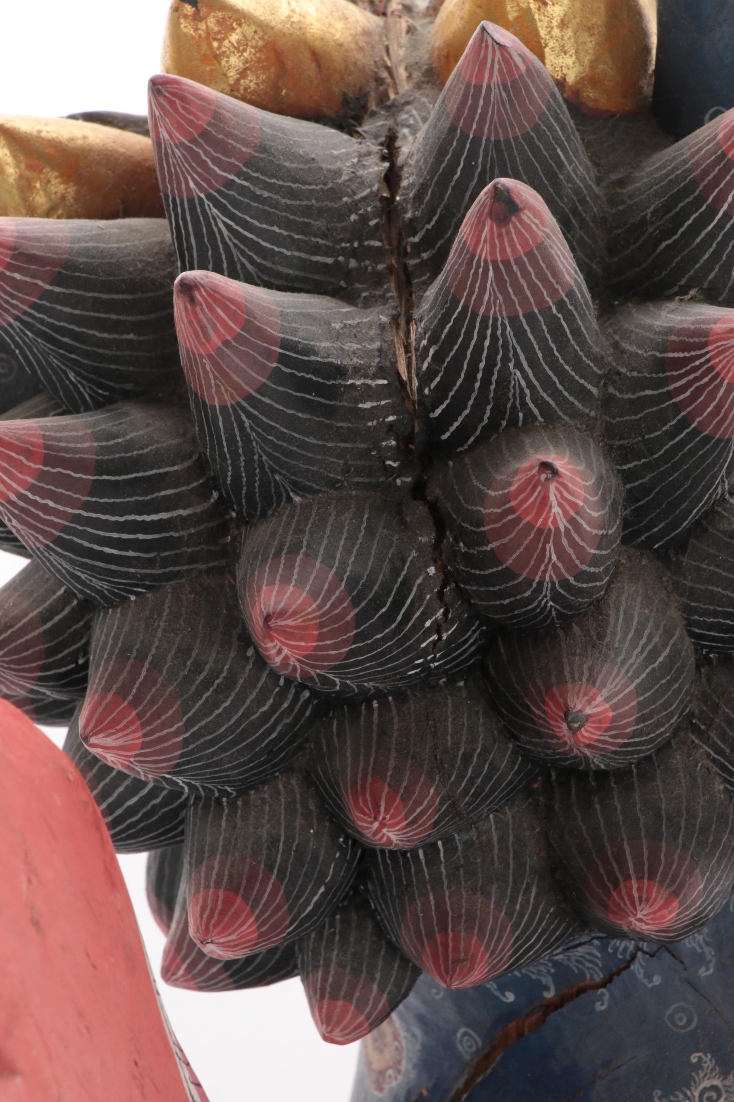 Balinese Winged Lion Polychrome Carved Wood Figure