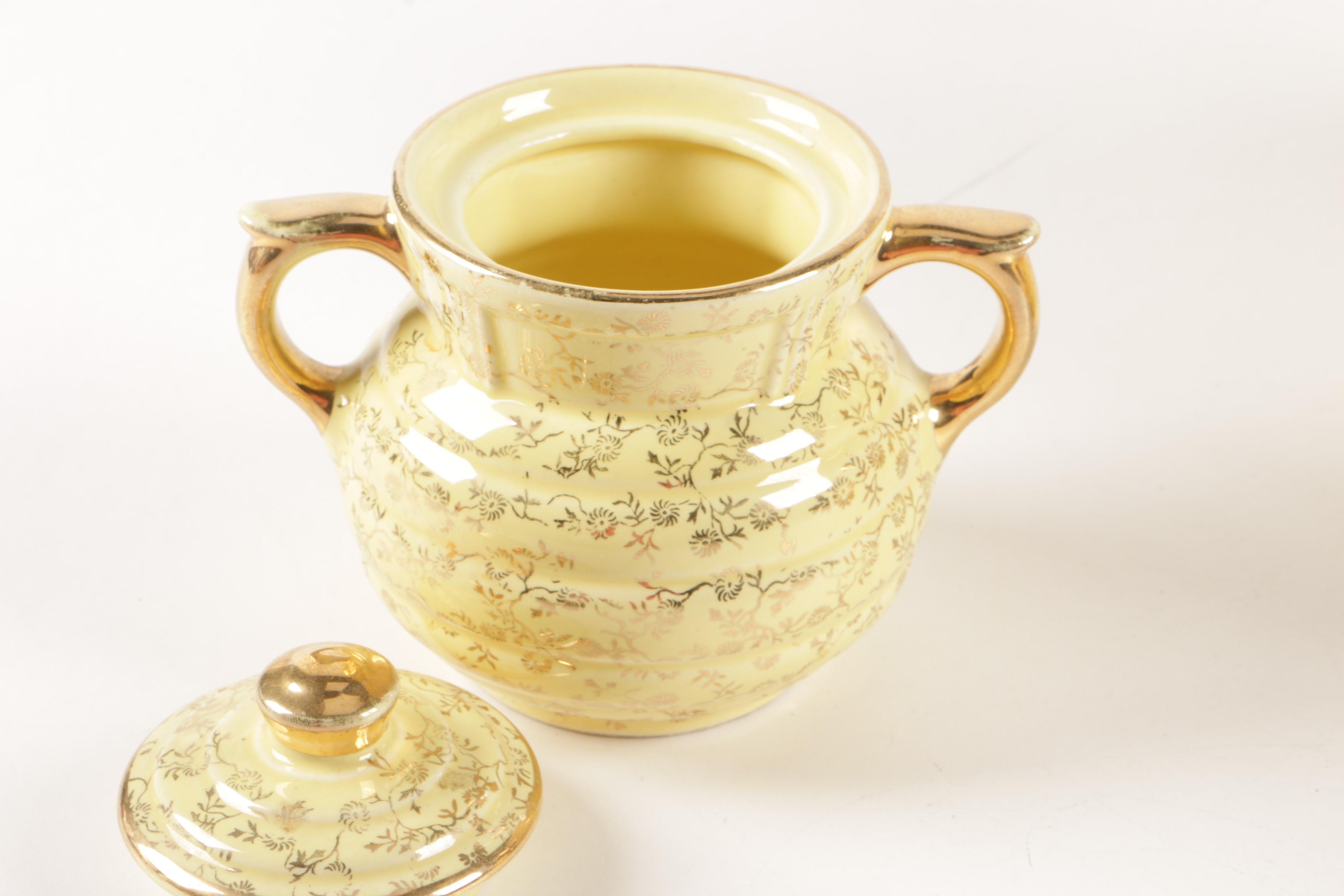 22K Gilt Embellished Porcelain Breakfast Tea Set, Mid-20th Century